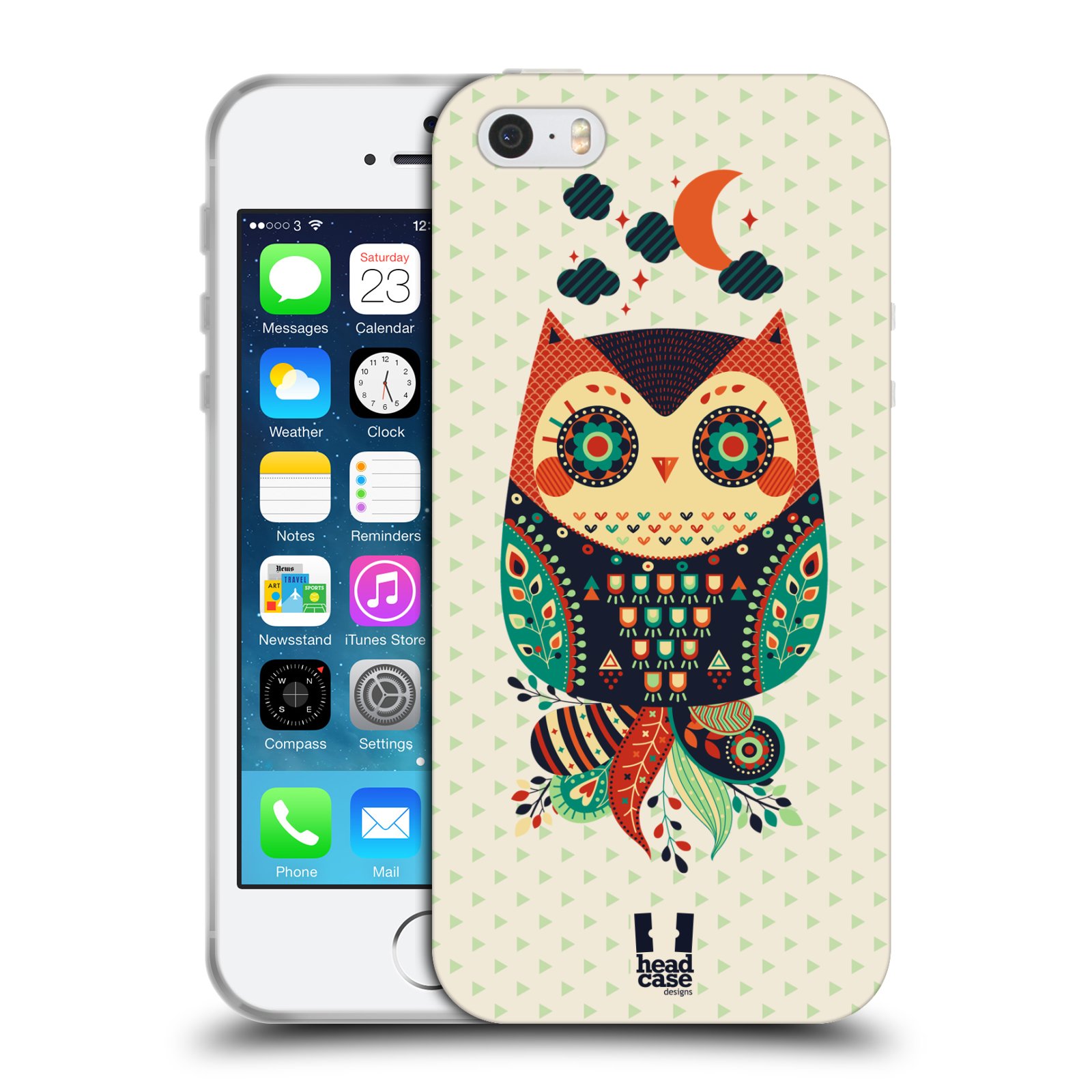 HEAD CASE silikonový obal na mobil Apple Iphone 5/5S vzor Stmívání sovička oranžová a zelená