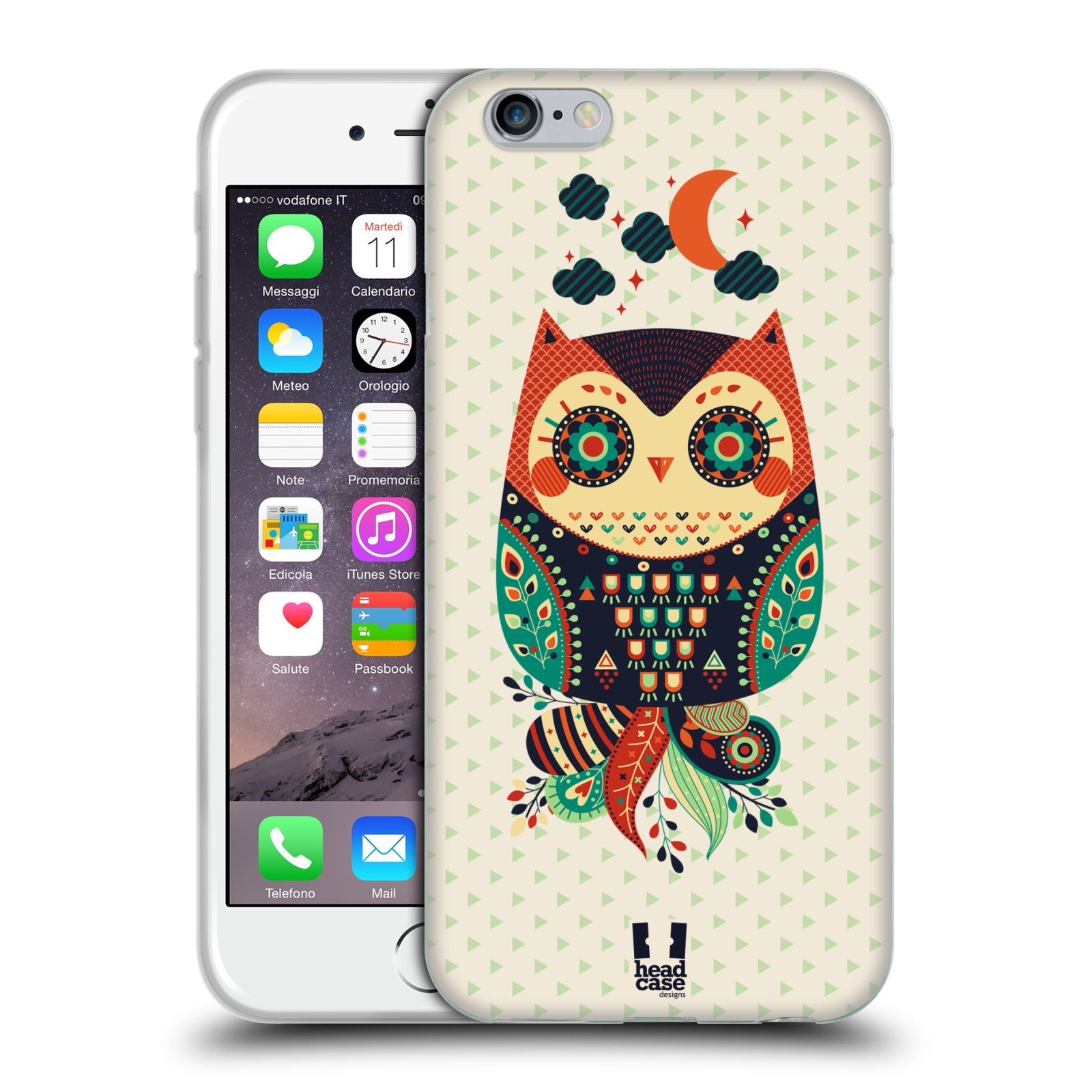 HEAD CASE silikonový obal na mobil Apple Iphone 6/6S vzor Stmívání sovička oranžová a zelená