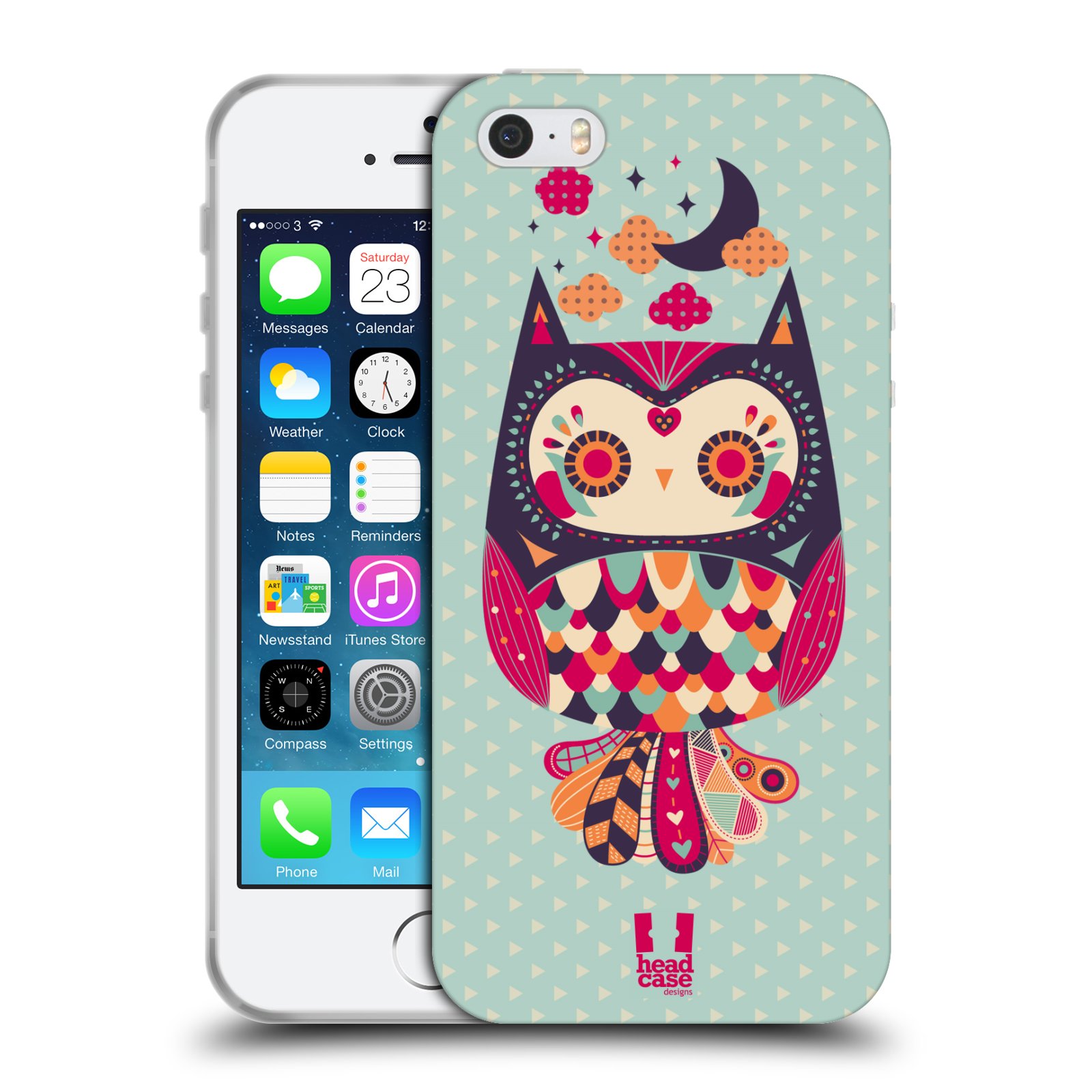 HEAD CASE silikonový obal na mobil Apple Iphone 5/5S vzor Stmívání sovička růžová a fialová