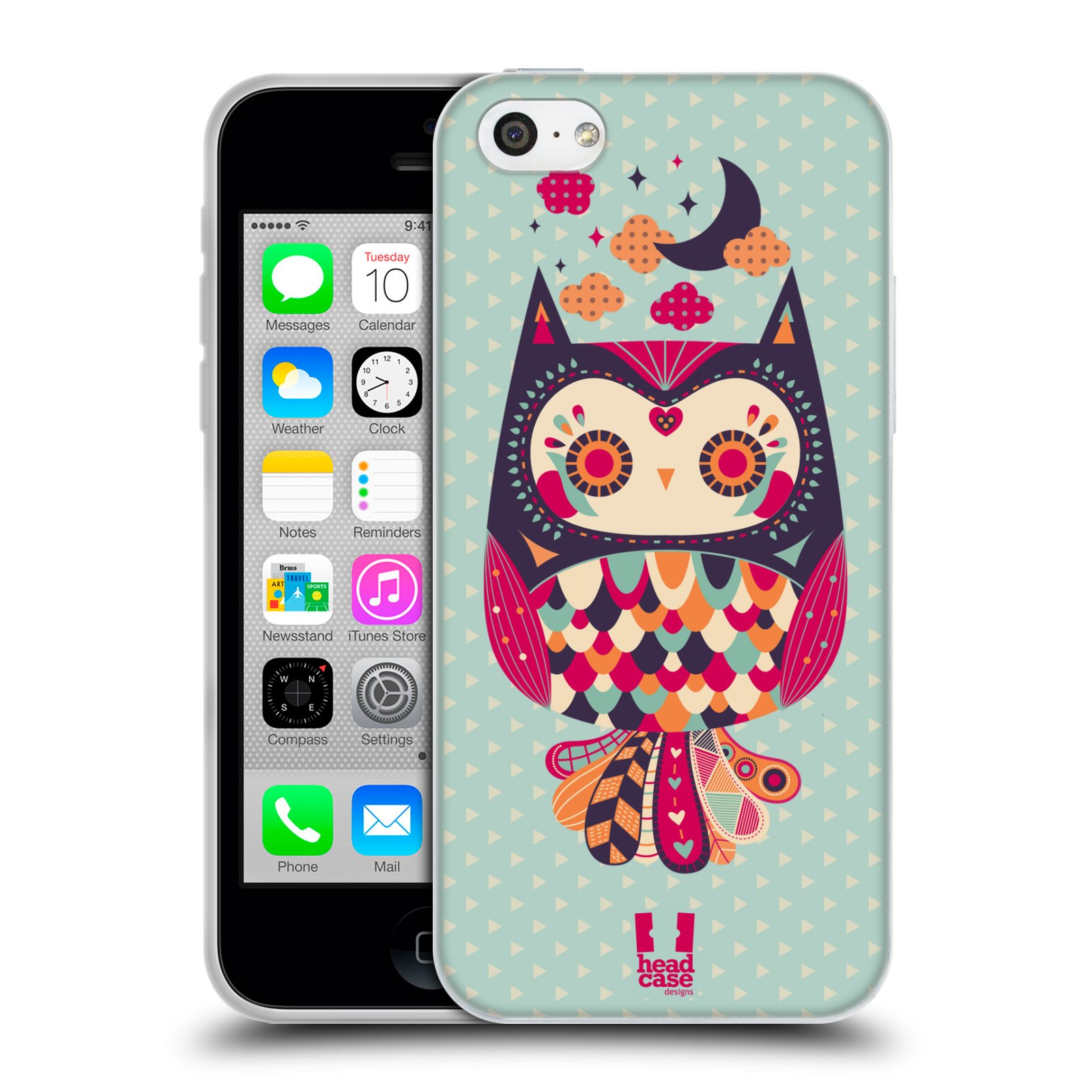 HEAD CASE silikonový obal na mobil Apple Iphone 5C vzor Stmívání sovička růžová a fialová