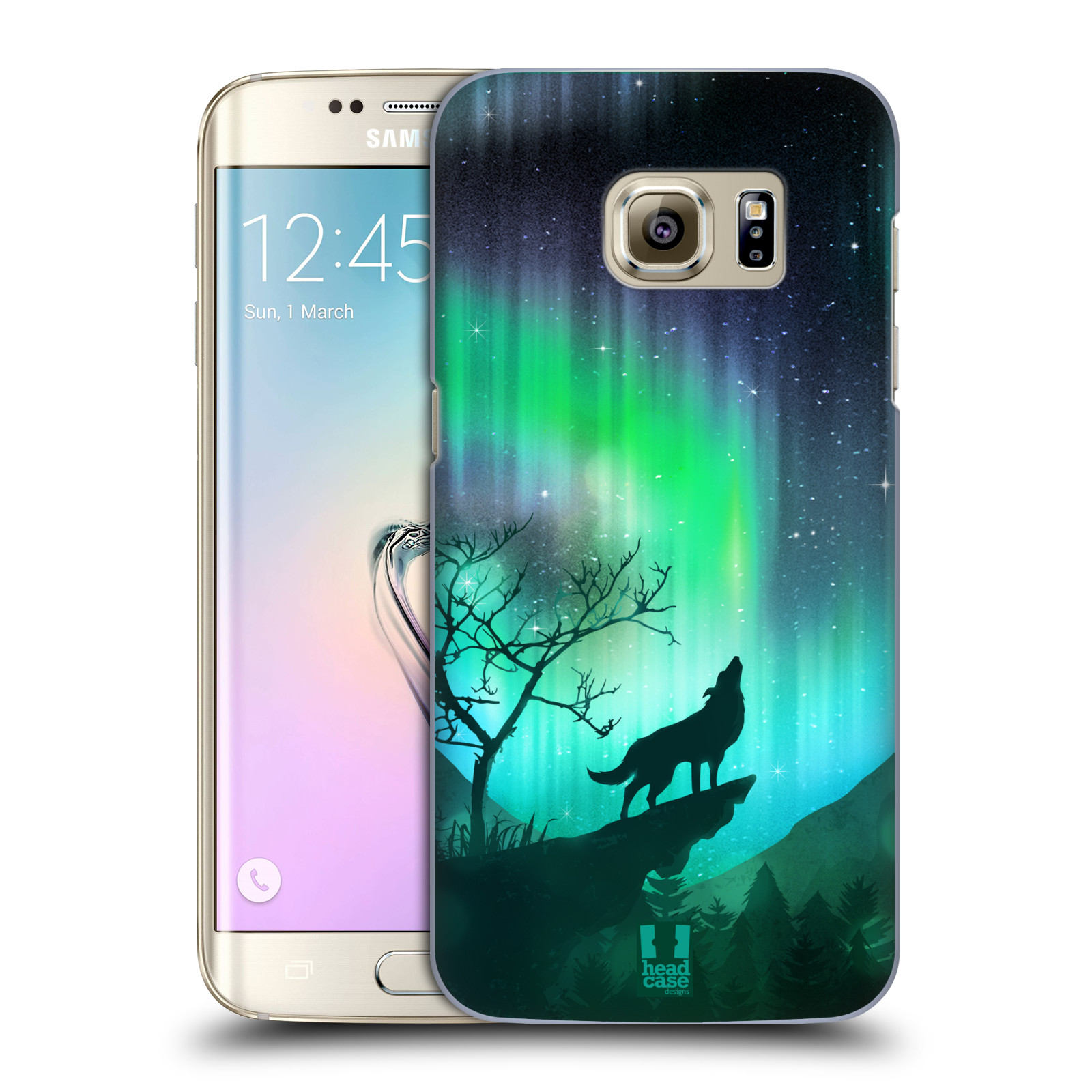 Zadní obal pro mobil Samsung Galaxy S7 EDGE - HEAD CASE - Polární záře vlk