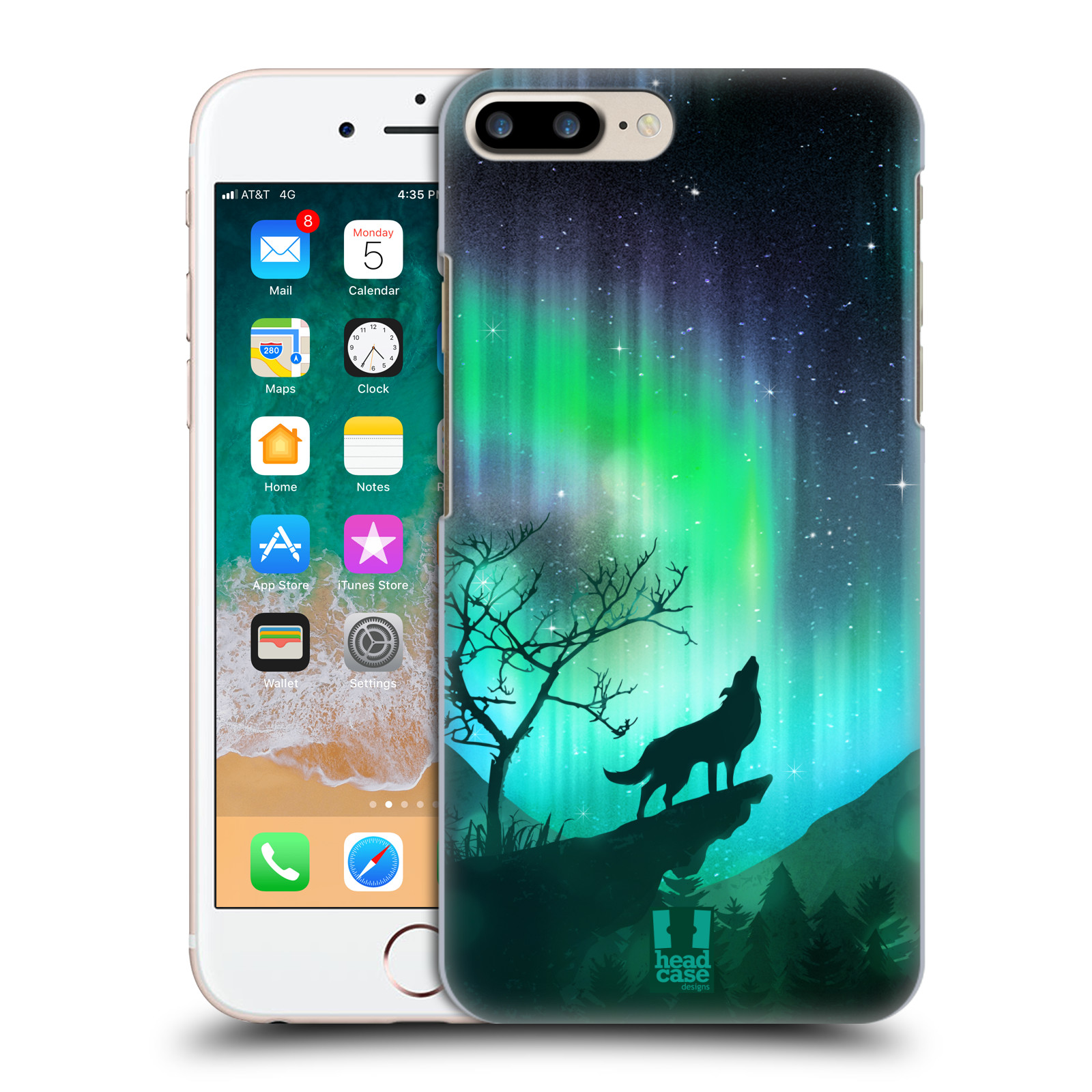 Zadní obal pro mobil Apple Iphone 7+ /  8+ - HEAD CASE - Polární záře vlk