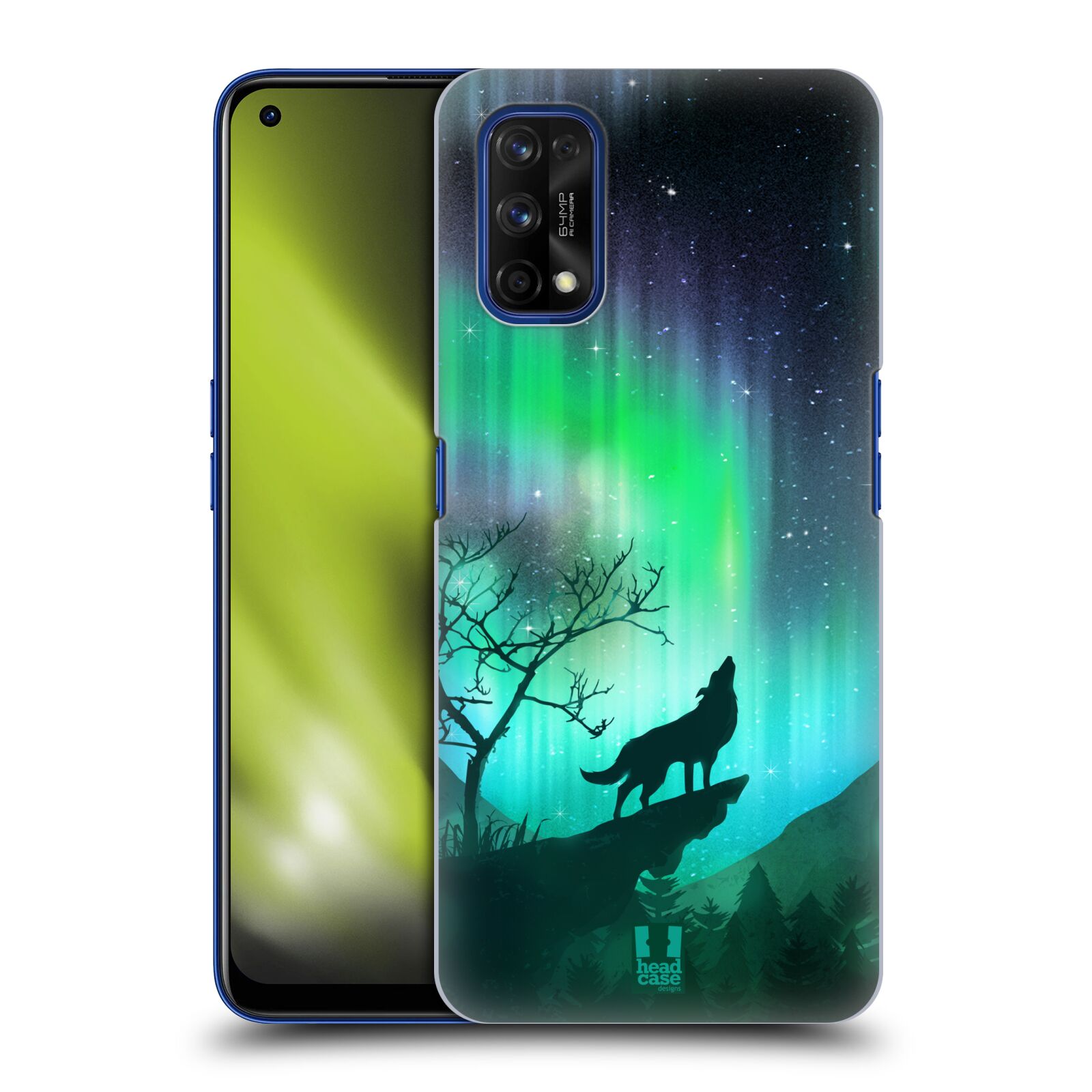Zadní obal pro mobil Realme 7 PRO - HEAD CASE - Polární záře vlk
