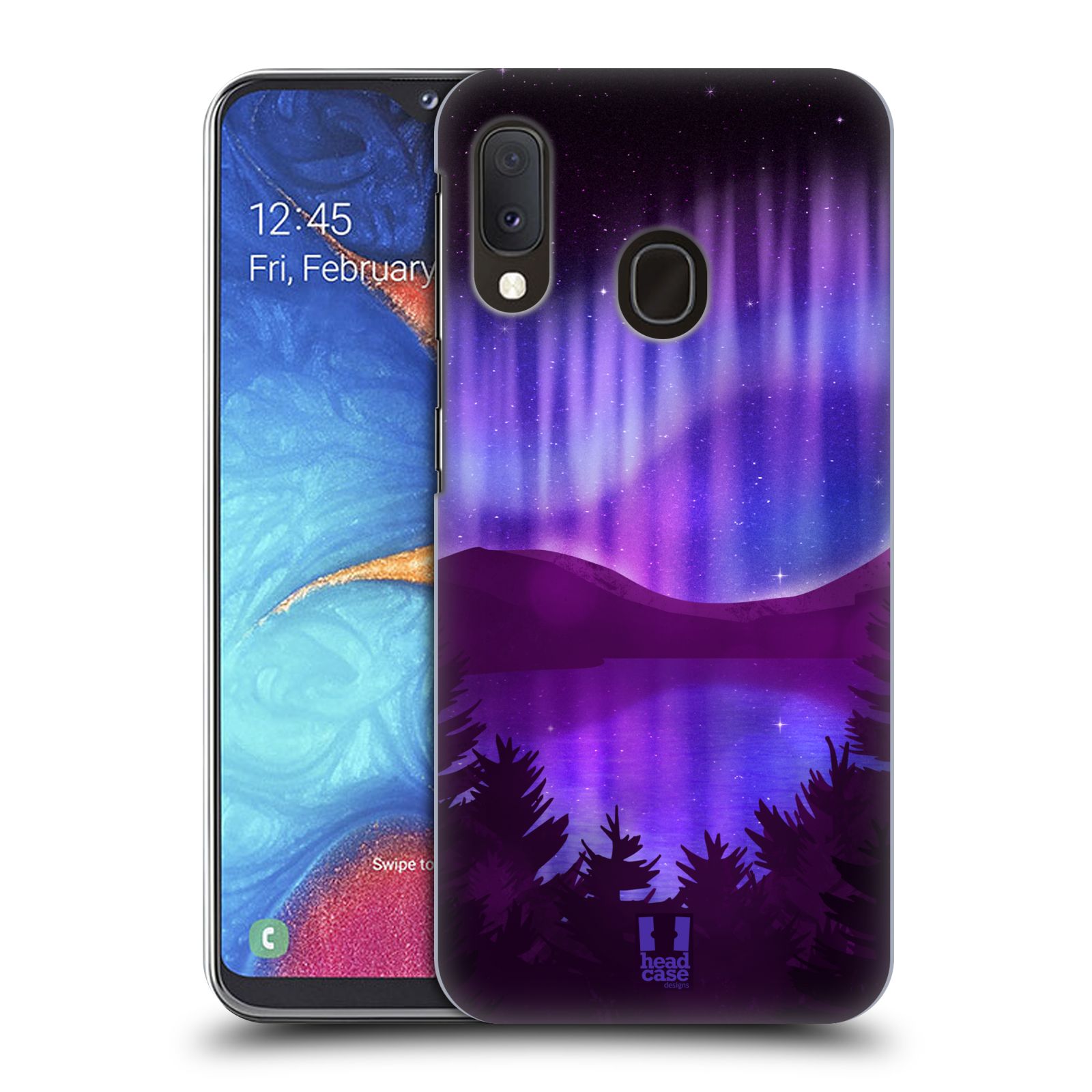 Zadní obal pro mobil Samsung Galaxy A20E - HEAD CASE - Polární záře jezero, hory, les