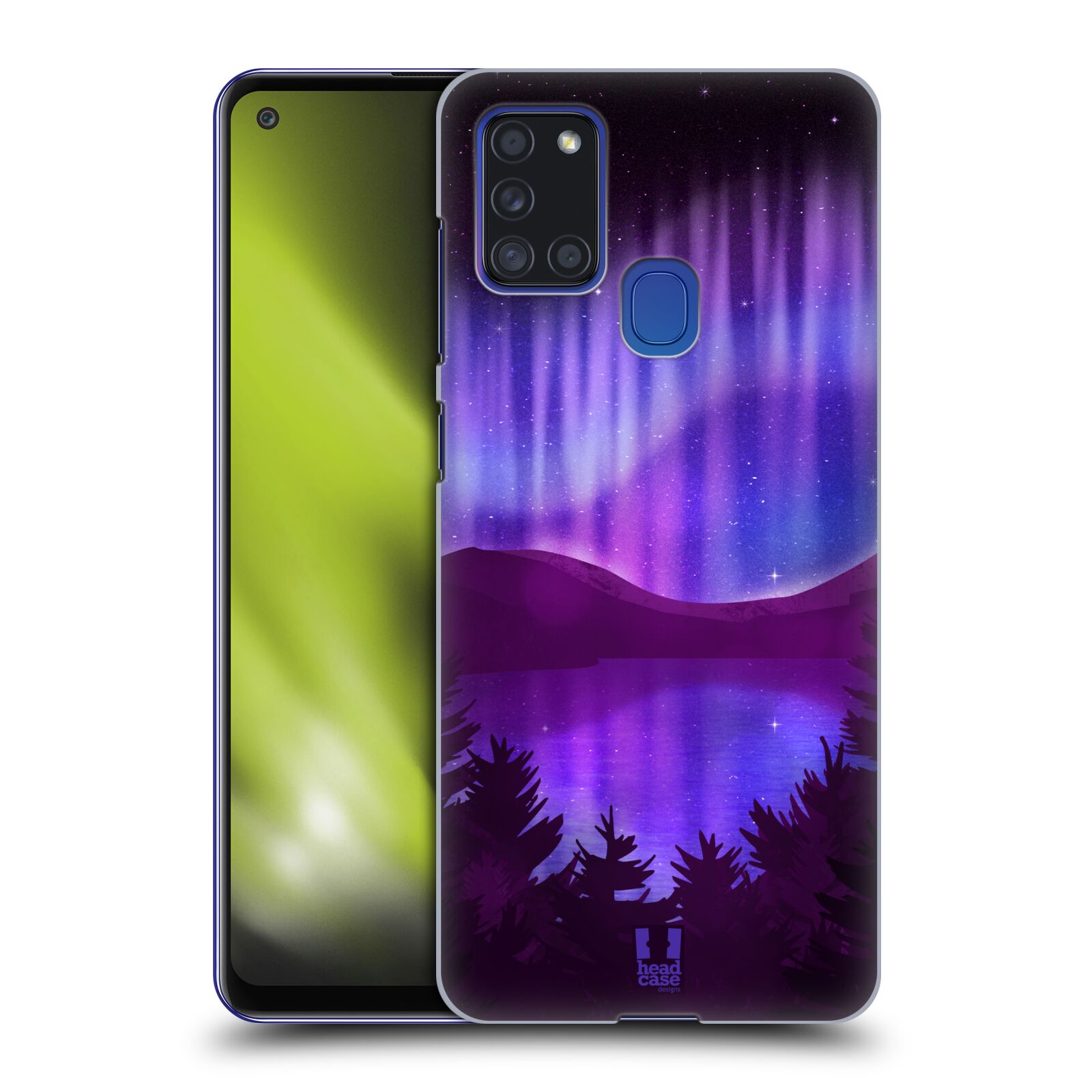 Zadní obal pro mobil Samsung Galaxy A21s - HEAD CASE - Polární záře jezero, hory, les