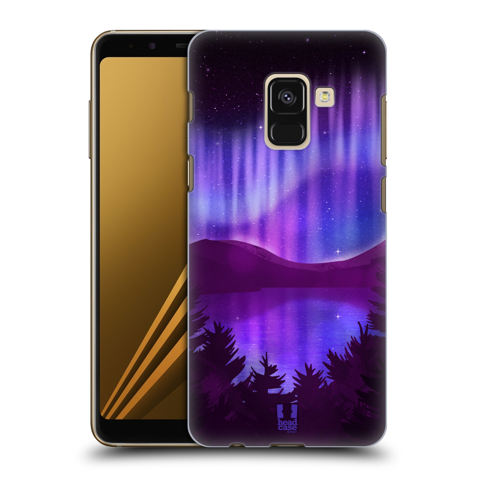 Zadní obal pro mobil Samsung Galaxy A8+ - HEAD CASE - Polární záře jezero, hory, les