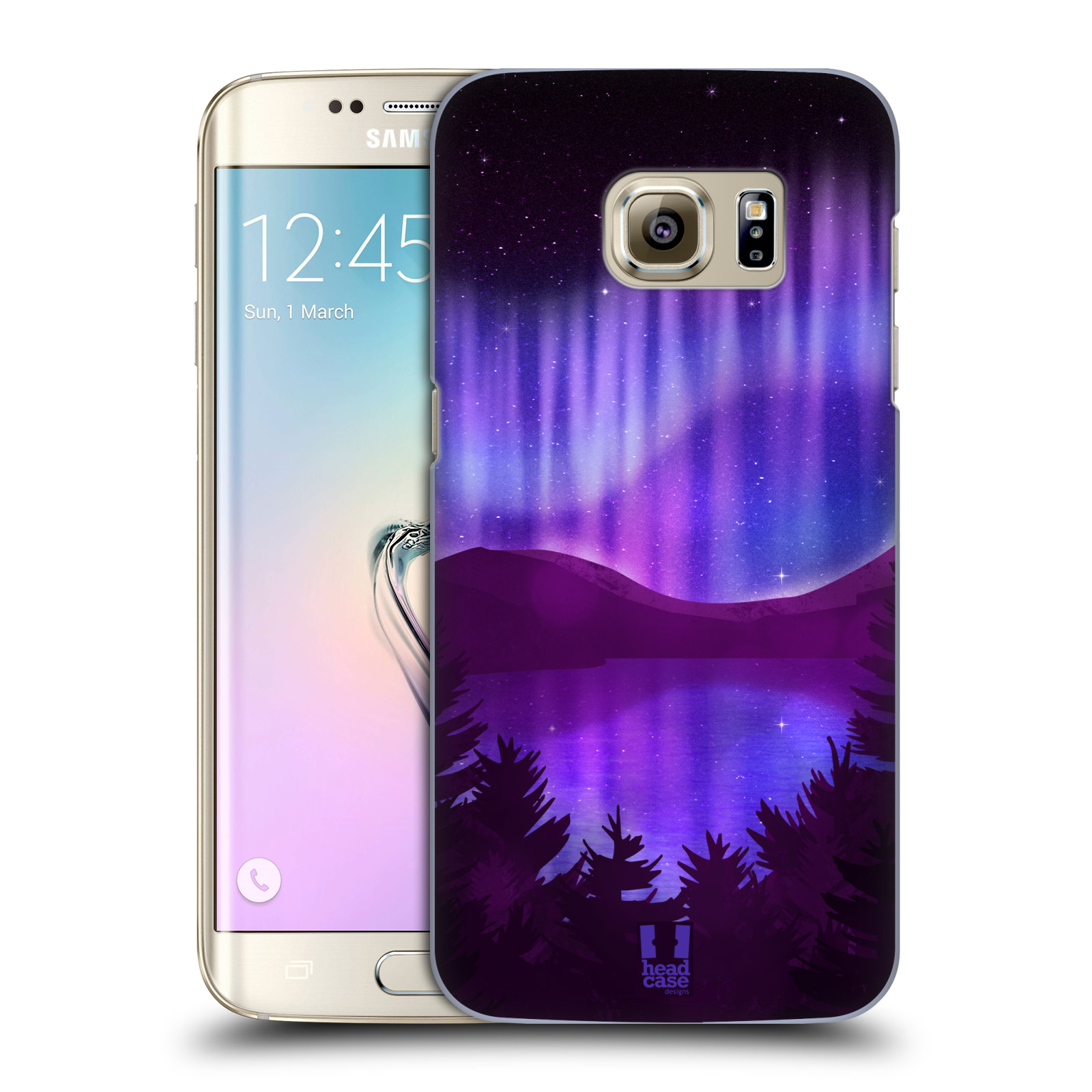 Zadní obal pro mobil Samsung Galaxy S7 EDGE - HEAD CASE - Polární záře jezero, hory, les
