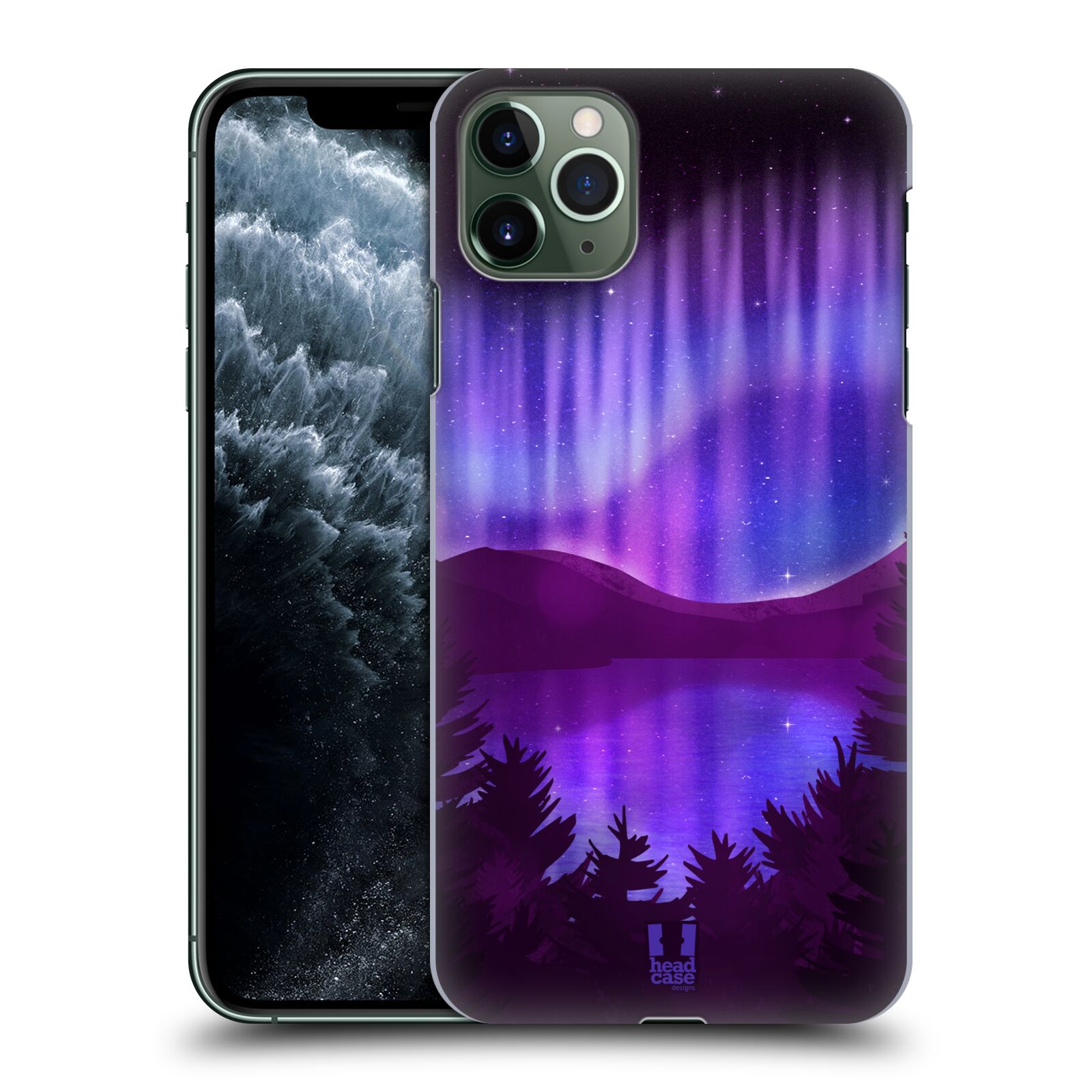 Zadní obal pro mobil Apple Iphone 11 PRO MAX - HEAD CASE - Polární záře jezero, hory, les