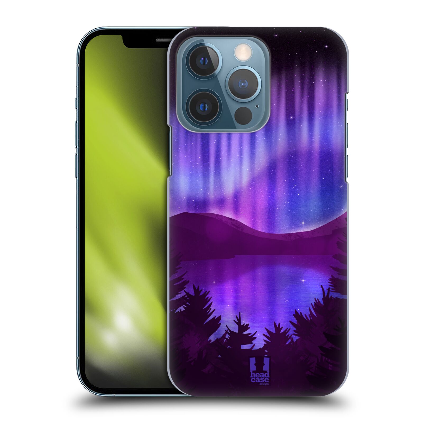 Zadní obal pro mobil Apple Iphone 13 PRO - HEAD CASE - Polární záře jezero, hory, les