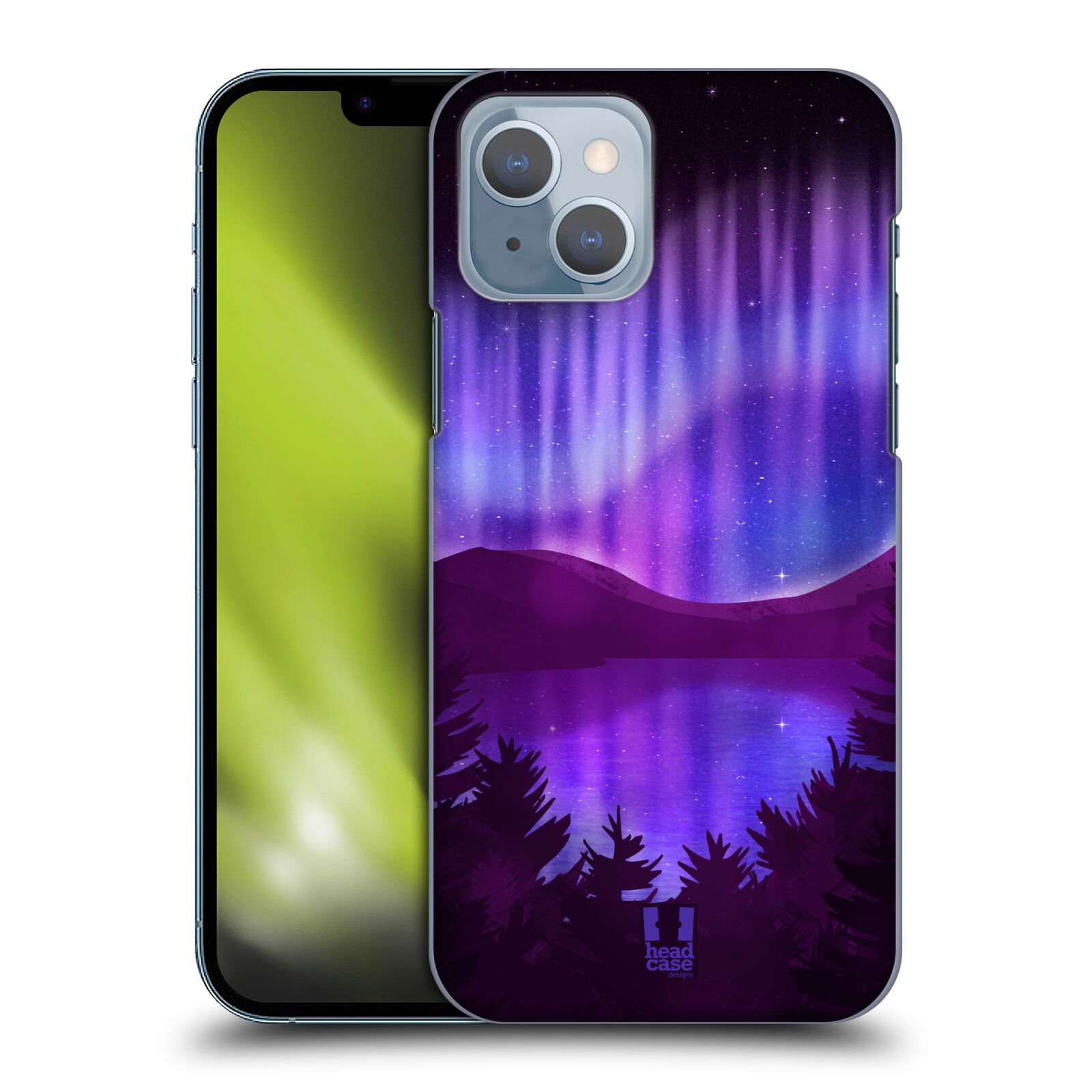 Zadní obal pro mobil Apple Iphone 14 - HEAD CASE - Polární záře jezero, hory, les