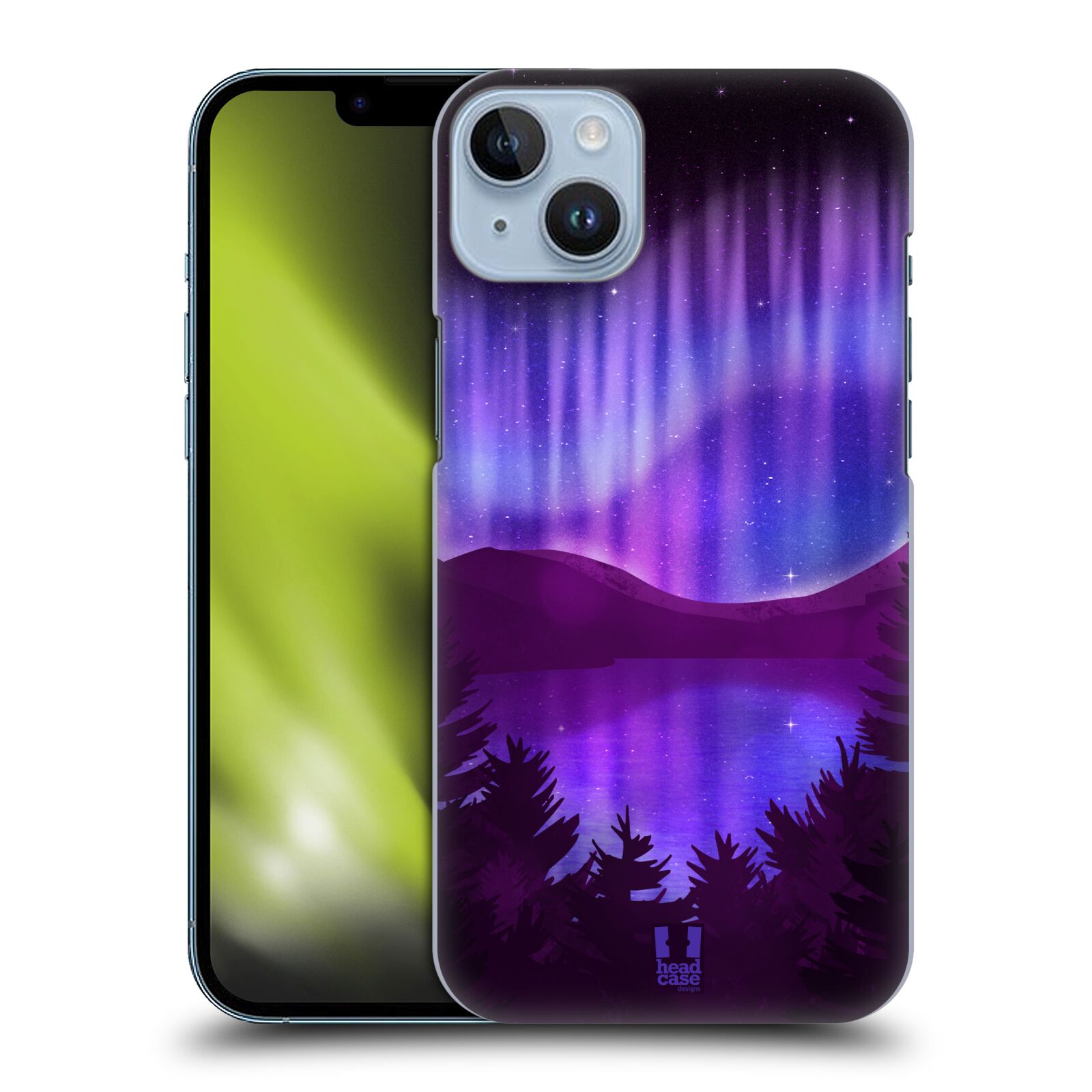 Zadní obal pro mobil Apple Iphone 14 PLUS - HEAD CASE - Polární záře jezero, hory, les