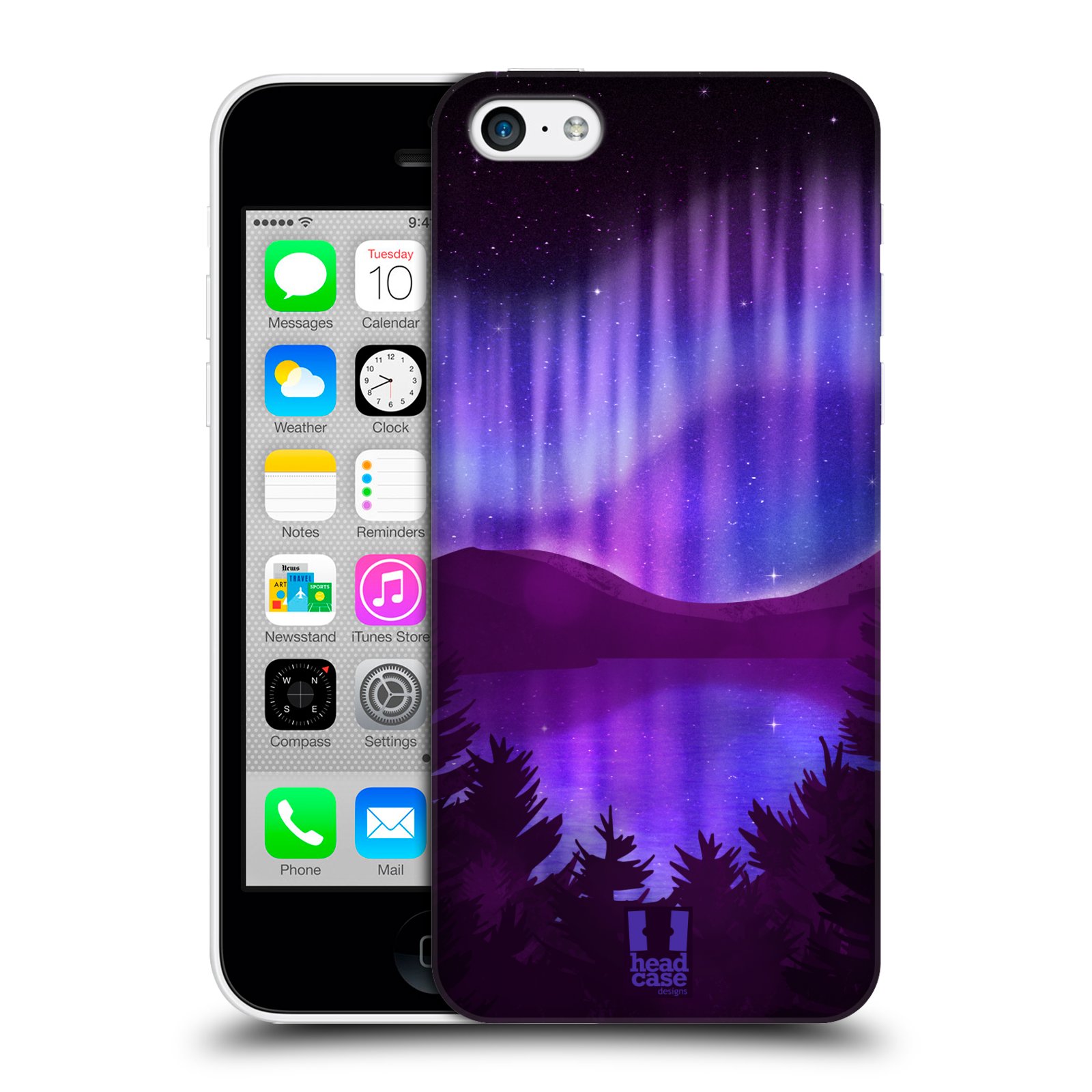 Zadní obal pro mobil Apple Iphone 5C - HEAD CASE - Polární záře jezero, hory, les
