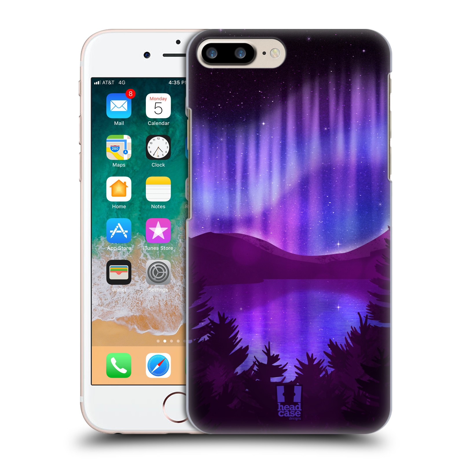 Zadní obal pro mobil Apple Iphone 7+ /  8+ - HEAD CASE - Polární záře jezero, hory, les