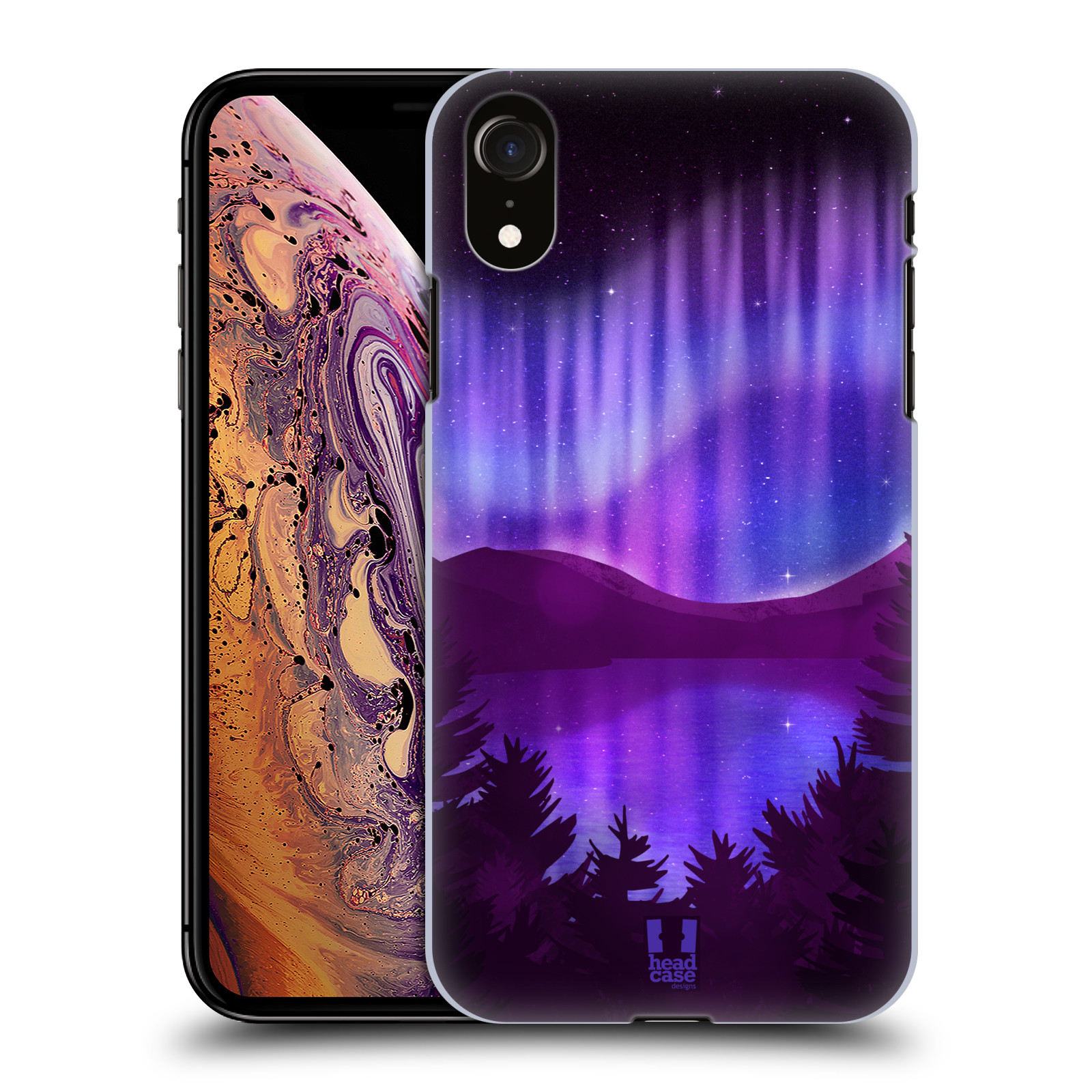 Zadní obal pro mobil Apple Iphone XR - HEAD CASE - Polární záře jezero, hory, les