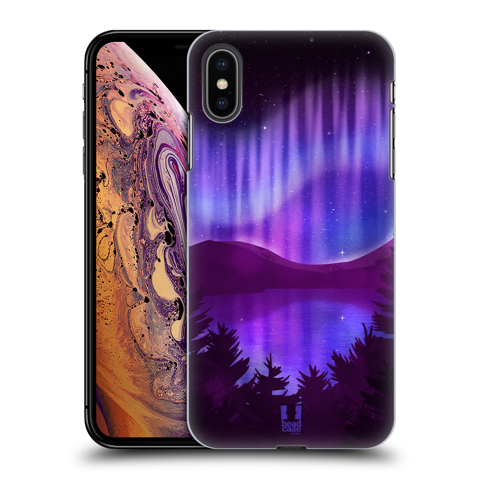 Zadní obal pro mobil Apple Iphone XS MAX - HEAD CASE - Polární záře jezero, hory, les