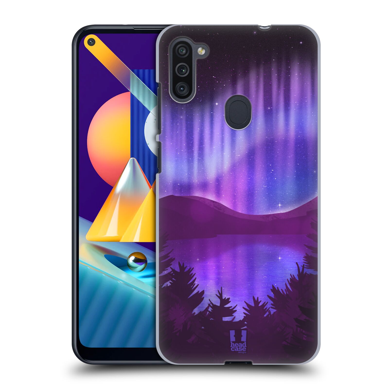 Zadní obal pro mobil Samsung Galaxy M11 - HEAD CASE - Polární záře jezero, hory, les