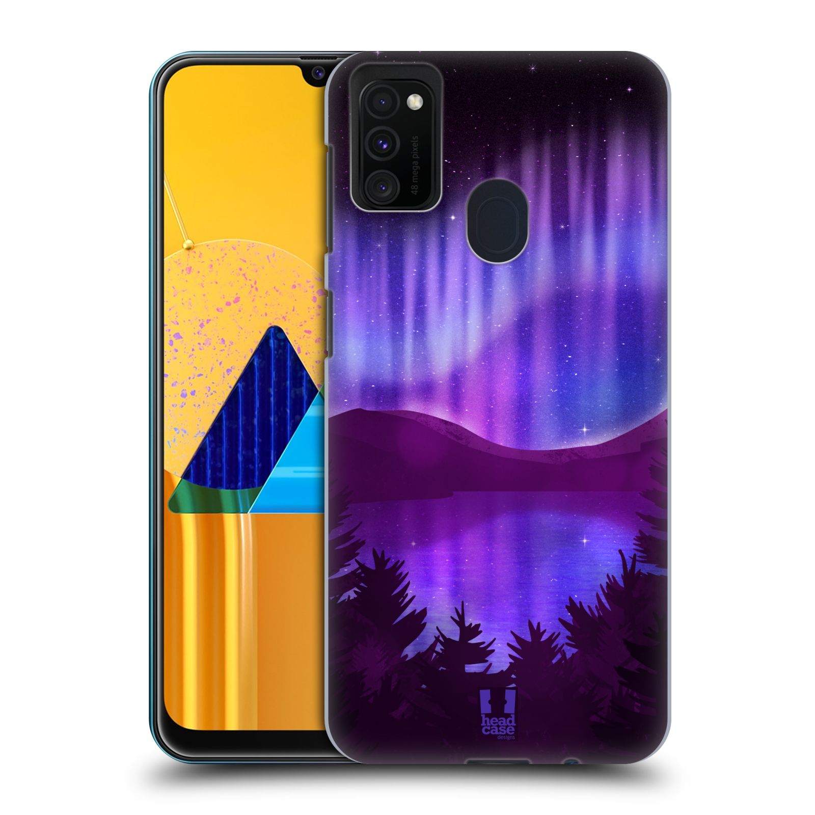 Zadní obal pro mobil Samsung Galaxy M21 - HEAD CASE - Polární záře jezero, hory, les