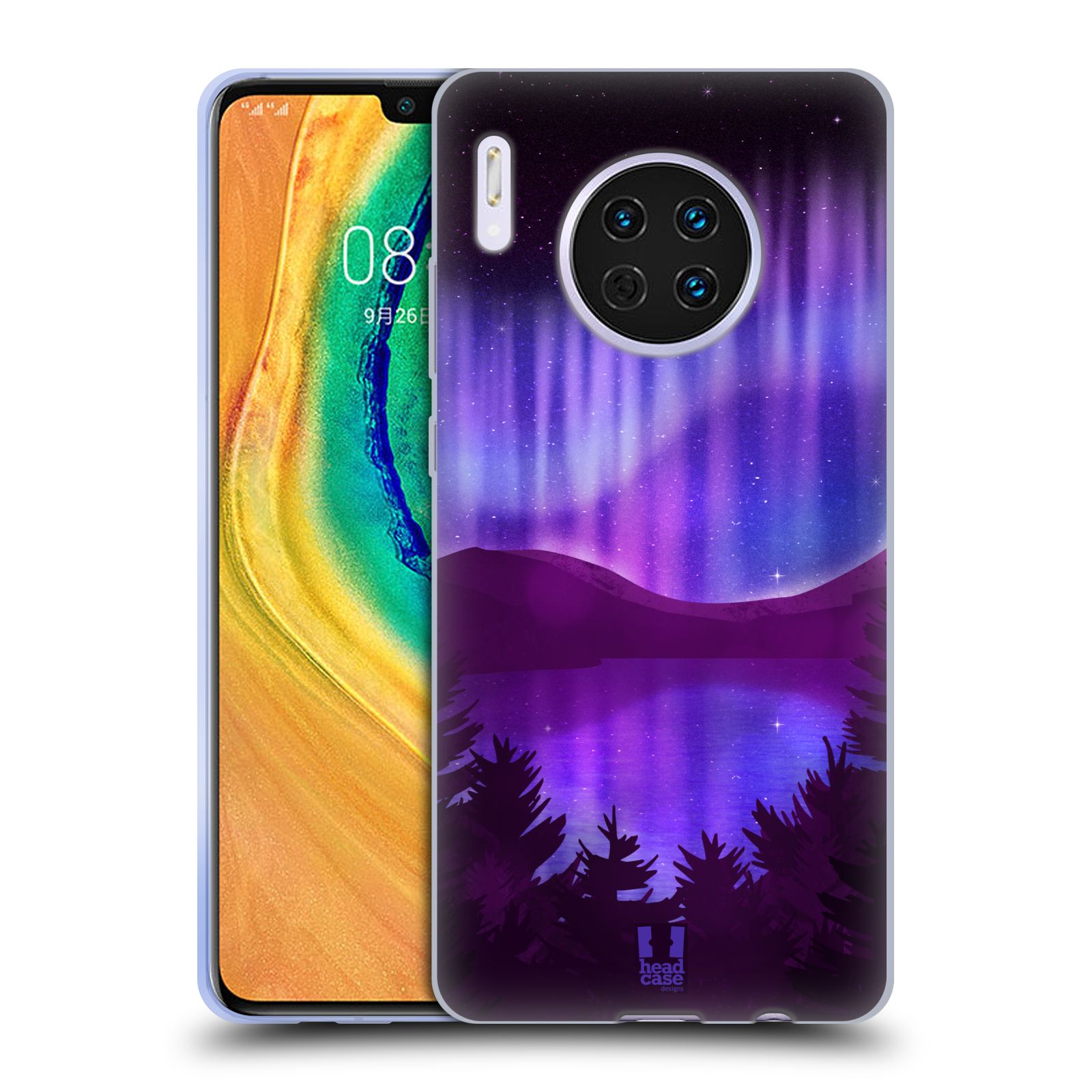 Zadní obal pro mobil Huawei Mate 30 - HEAD CASE - Polární záře jezero, hory, les