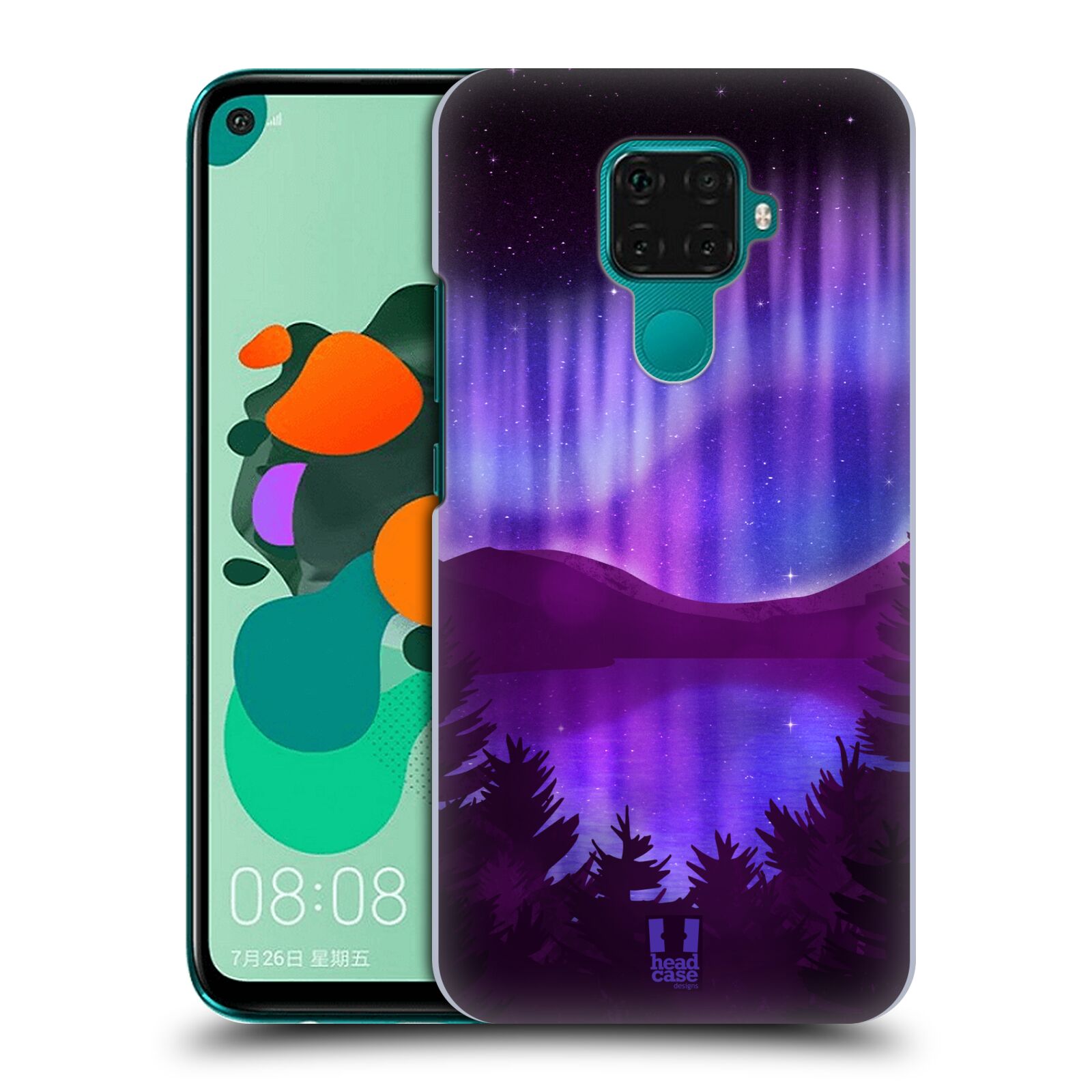 Zadní obal pro mobil Huawei Mate 30 LITE - HEAD CASE - Polární záře jezero, hory, les