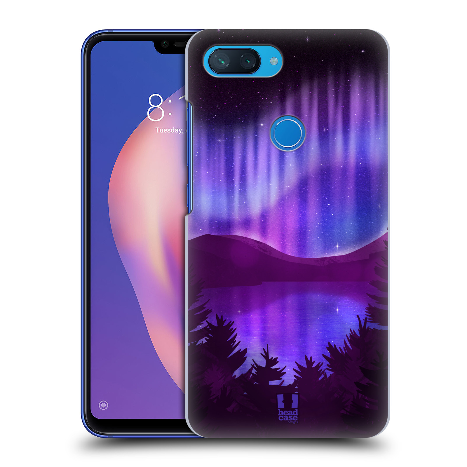 Zadní obal pro mobil Xiaomi Mi 8 LITE - HEAD CASE - Polární záře jezero, hory, les