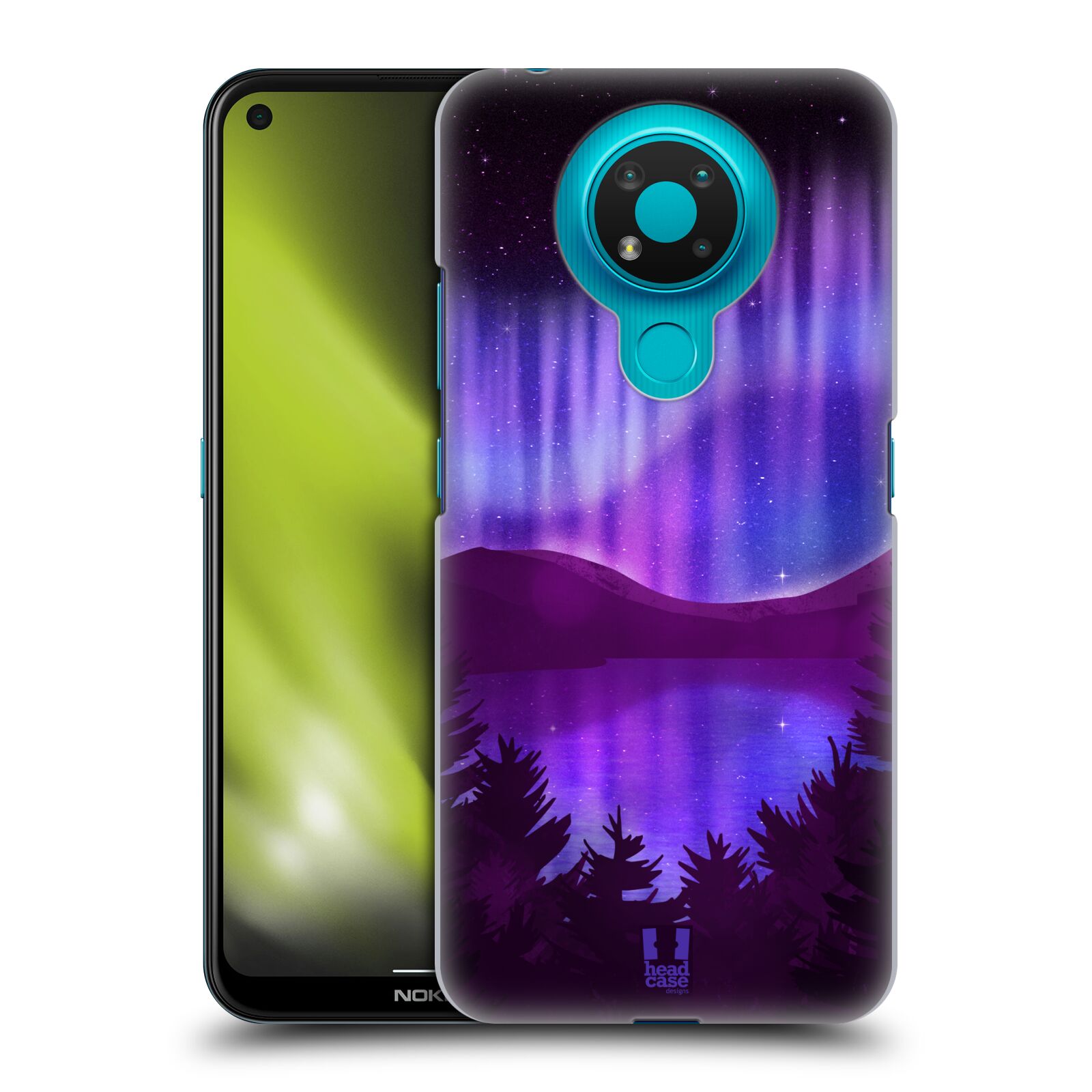 Zadní obal pro mobil Nokia 3.4 - HEAD CASE - Polární záře jezero, hory, les