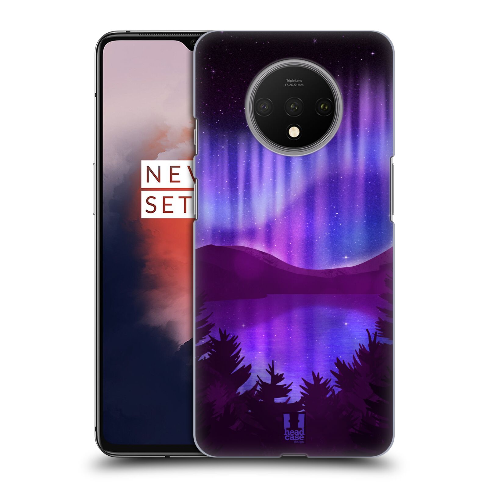 Zadní obal pro mobil OnePlus 7T - HEAD CASE - Polární záře jezero, hory, les