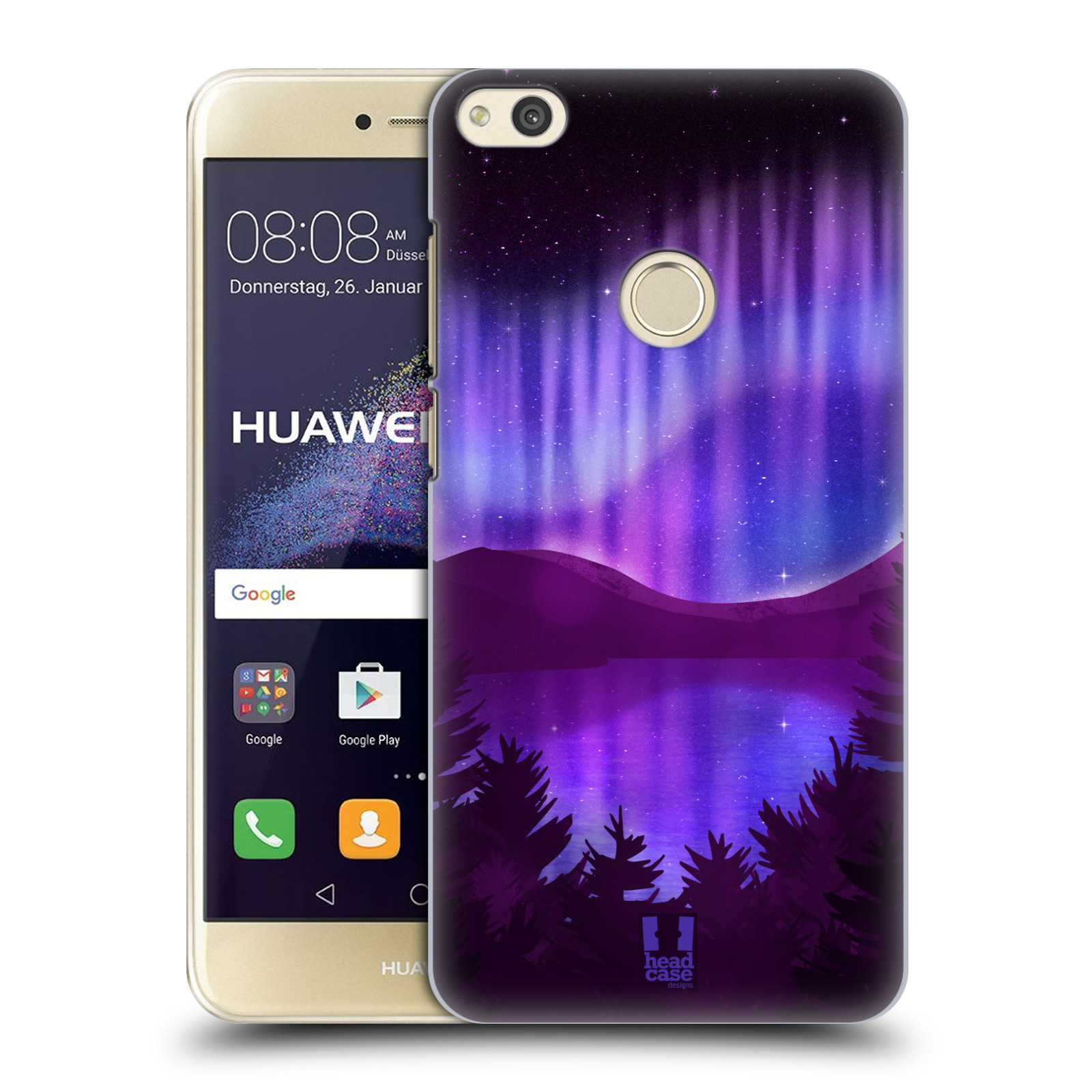 HEAD CASE silikonový obal na mobil Huawei P8 LITE 2017 vzor Severní polární záře POHLED NA JEZERO