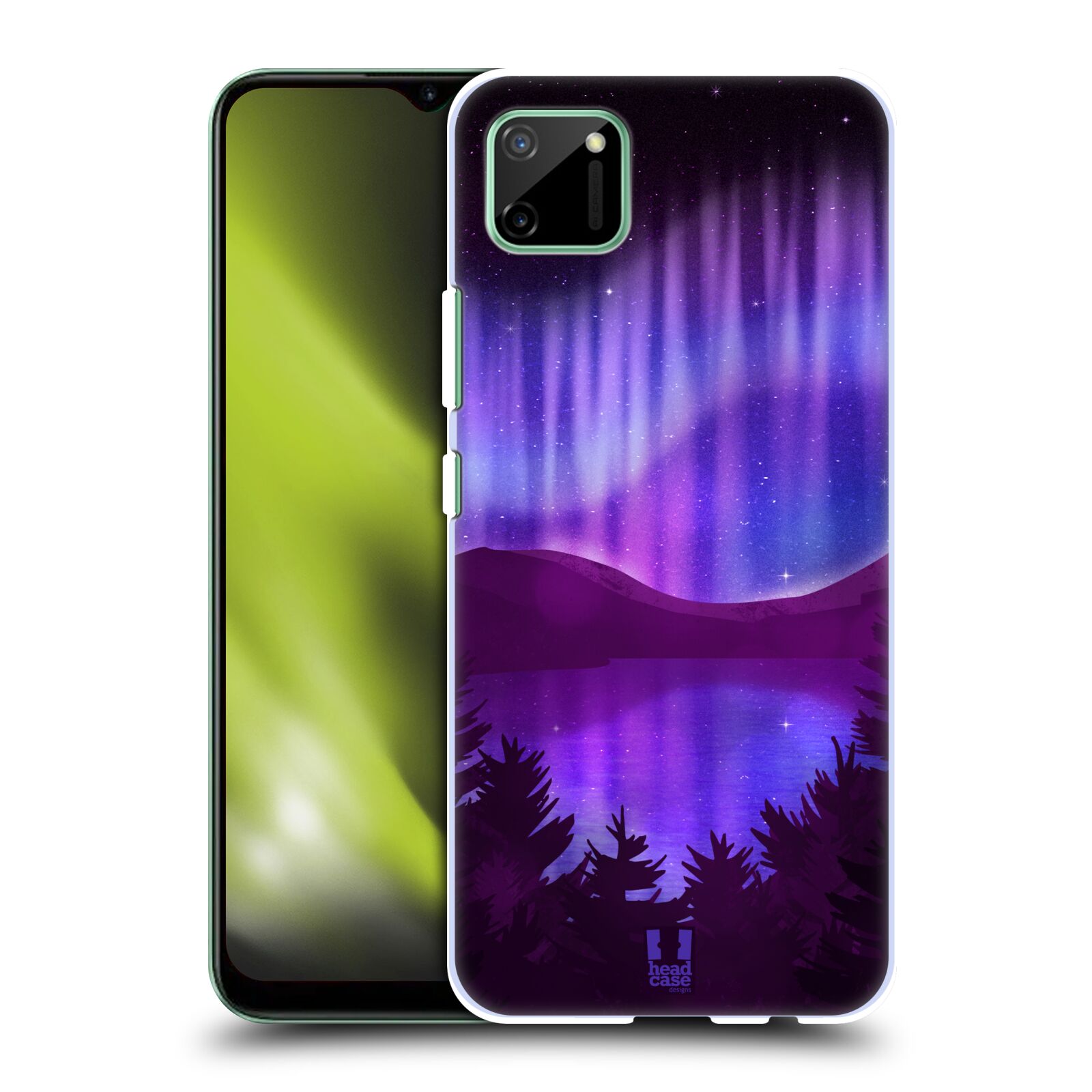 Zadní obal pro mobil Realme C11 - HEAD CASE - Polární záře jezero, hory, les