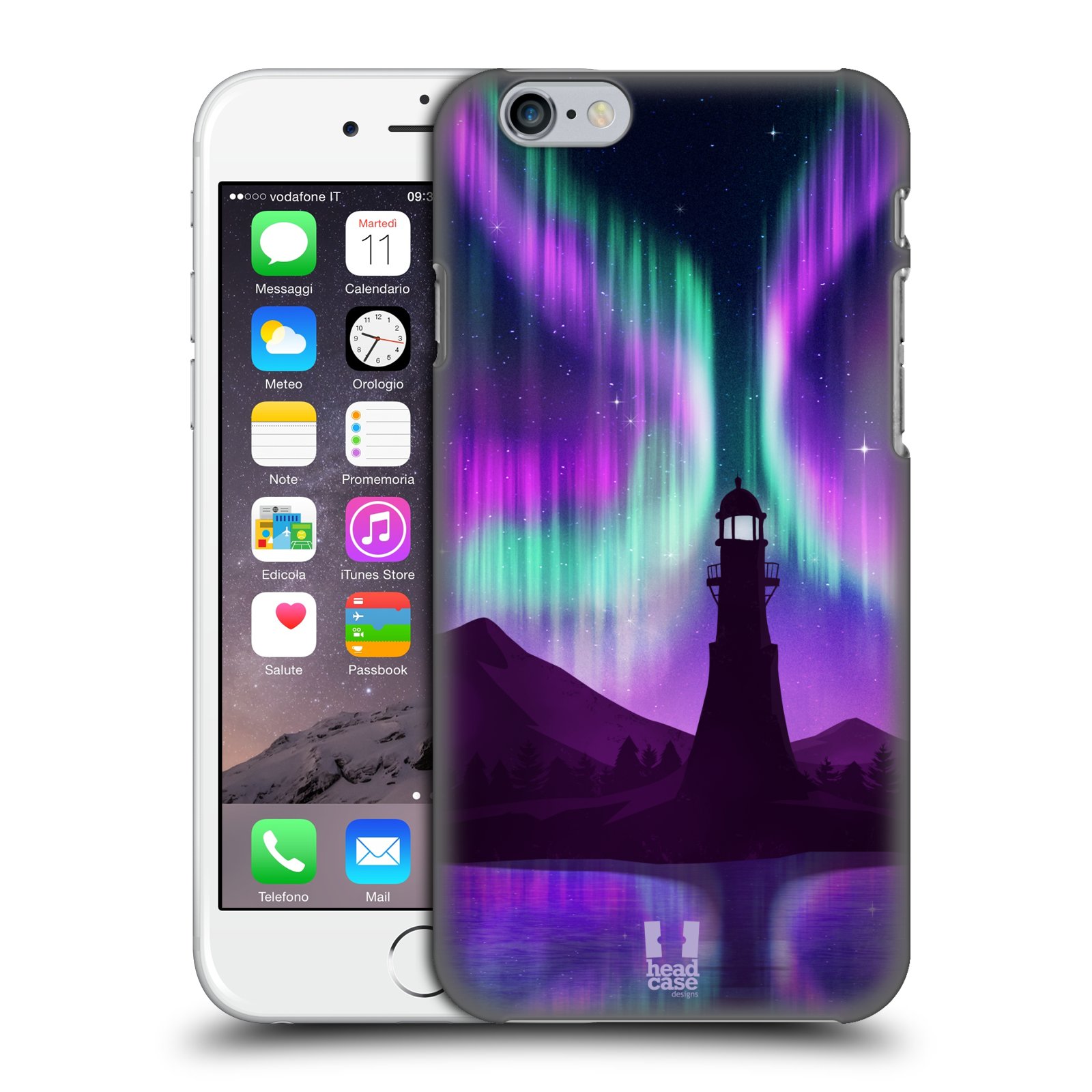 Plastové pouzdro pro mobil Apple Iphone 6/6S vzor Severní polární záře FIALOVÁ MAJÁK