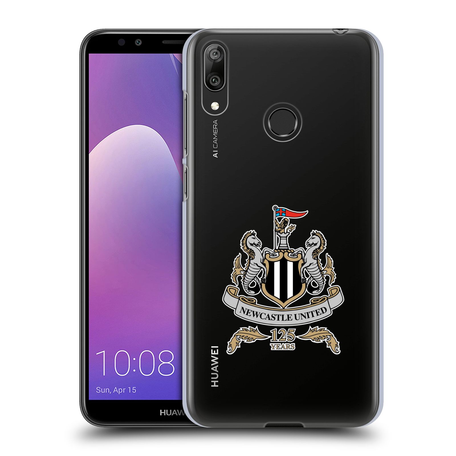 Pouzdro na mobil Huawei Y7 2019 - Head Case - Fotbalový klub Newcastle United FC průhledný vzor velký znak