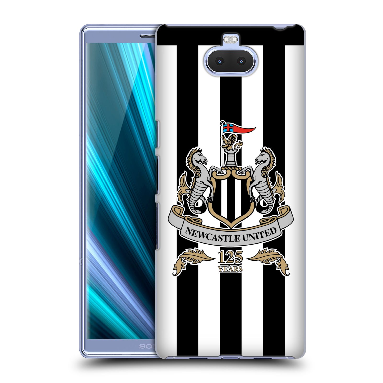 Pouzdro na mobil Sony Xperia 10 - Head Case - Fotbalový klub Newcastle United FC pruhovaný vzor velký znak