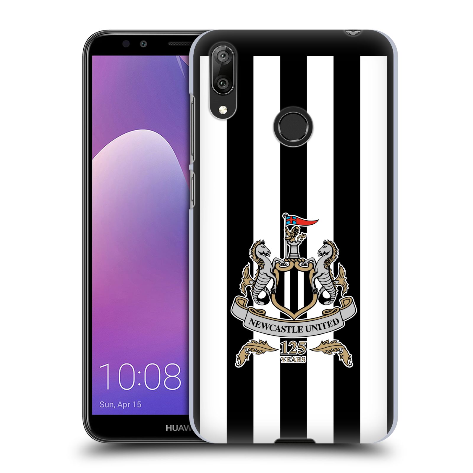 Pouzdro na mobil Huawei Y7 2019 - Head Case - Fotbalový klub Newcastle United FC pruhovaný vzor velký znak