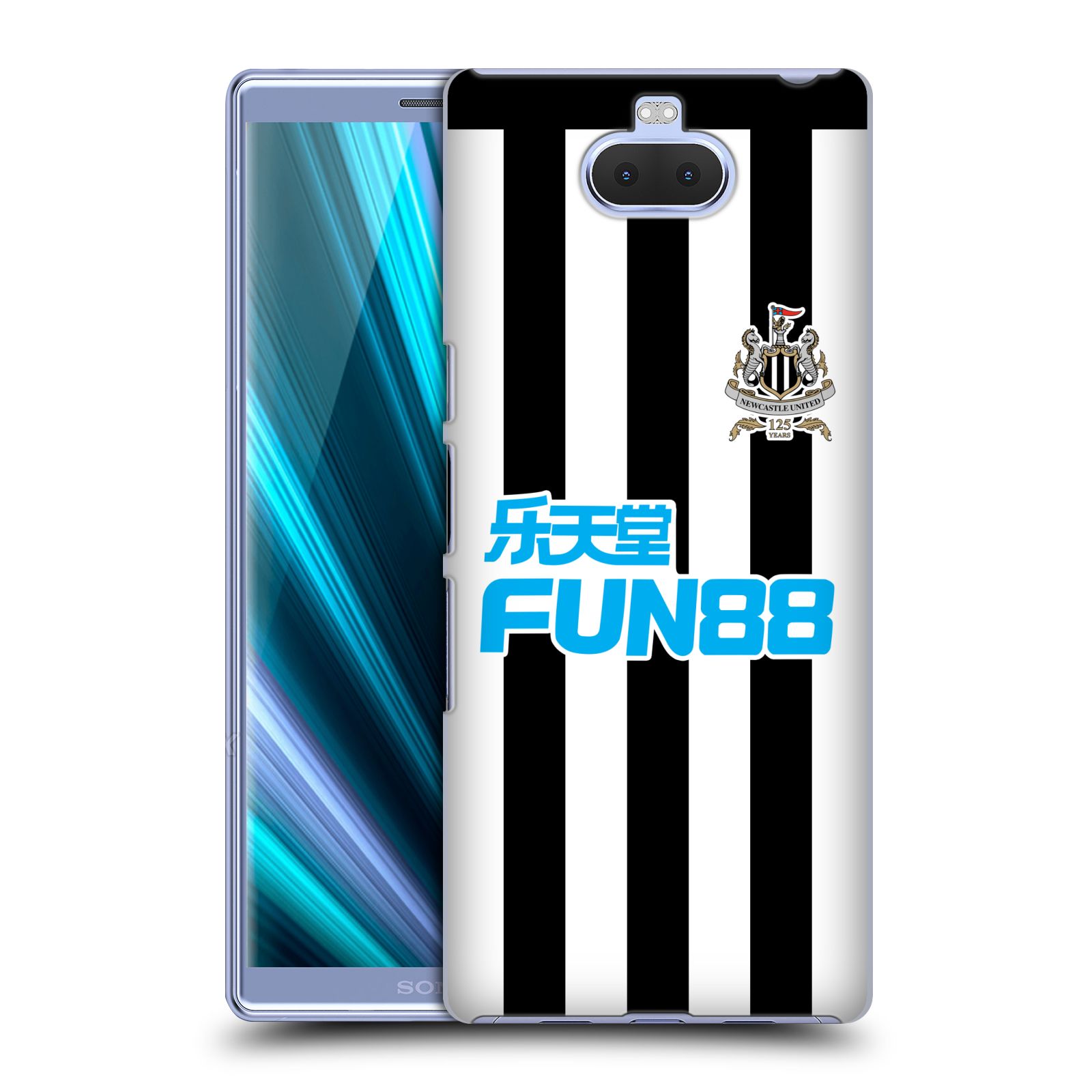 Pouzdro na mobil Sony Xperia 10 - Head Case - Fotbalový klub Newcastle United FC pruhovaný vzor FUN88