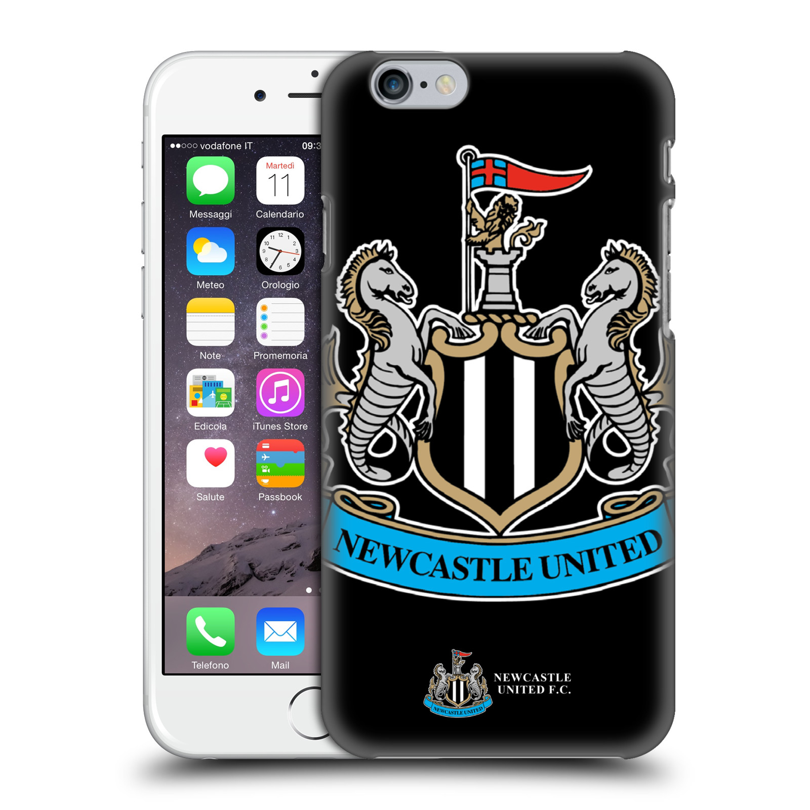 Plastové pouzdro pro mobil Apple Iphone 6/6S Fotbalový klub Newcastle United FC černá velký barevný znak