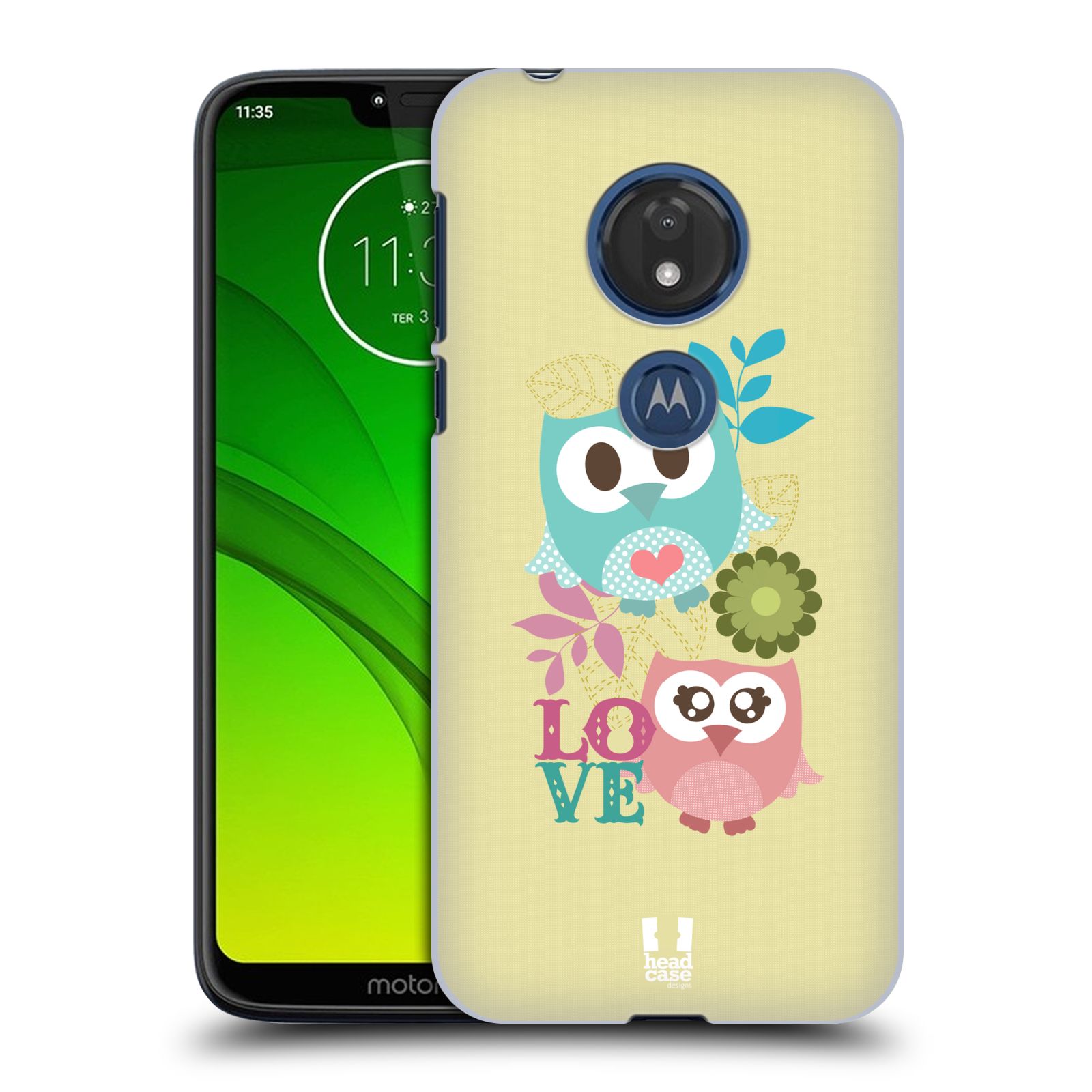 Pouzdro na mobil Motorola Moto G7 Play vzor Roztomilá sovička růžová a modrá LÁSKA/LOVE