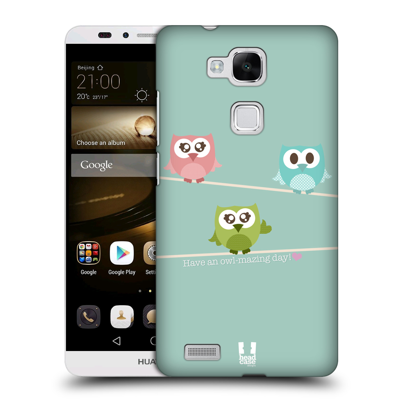 HEAD CASE plastový obal na mobil Huawei Mate 7 vzor Roztomilá sovička tři malé sovičky
