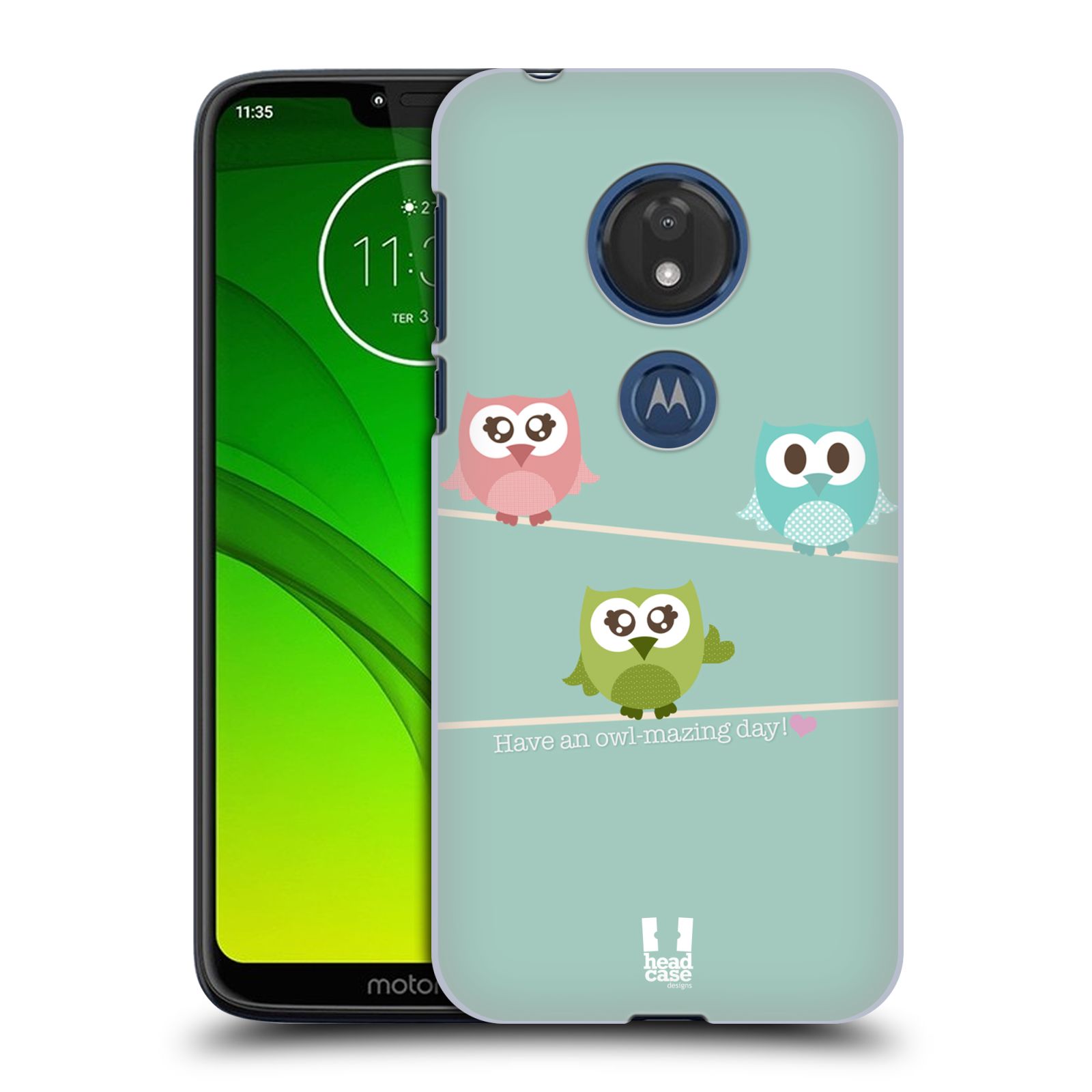 Pouzdro na mobil Motorola Moto G7 Play vzor Roztomilá sovička tři malé sovičky