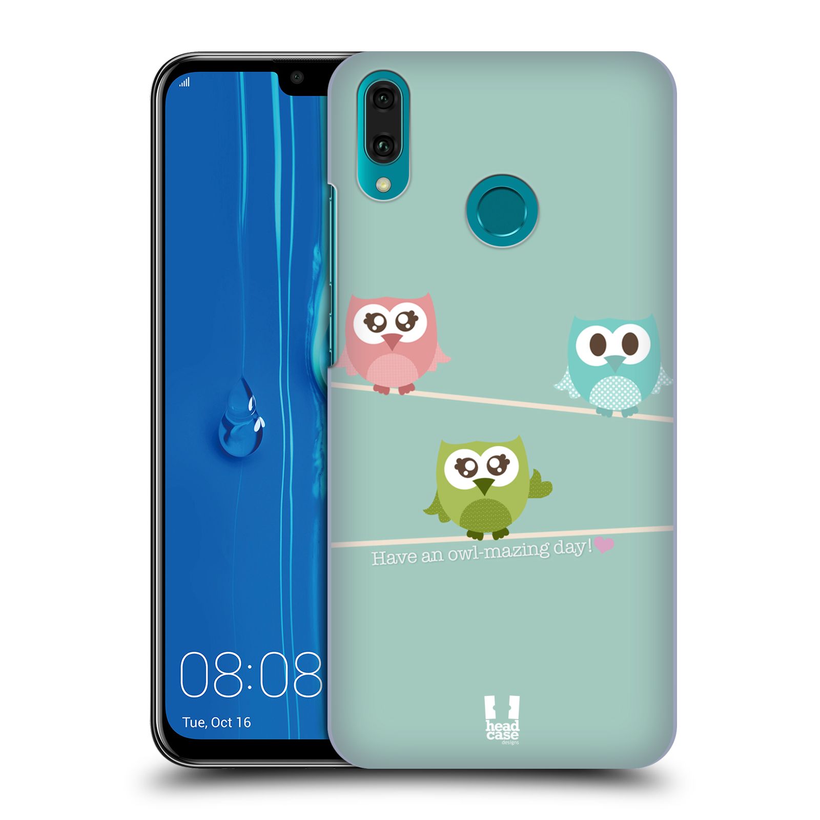 Pouzdro na mobil Huawei Y9 2019 - HEAD CASE - vzor Roztomilá sovička tři malé sovičky