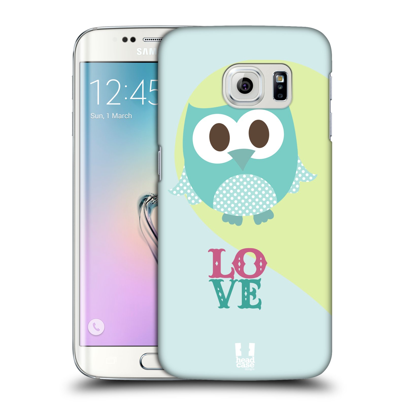 HEAD CASE plastový obal na mobil SAMSUNG Galaxy S6 EDGE (G9250, G925, G925F) vzor Roztomilá sovička modrá LOVE/LÁSKA
