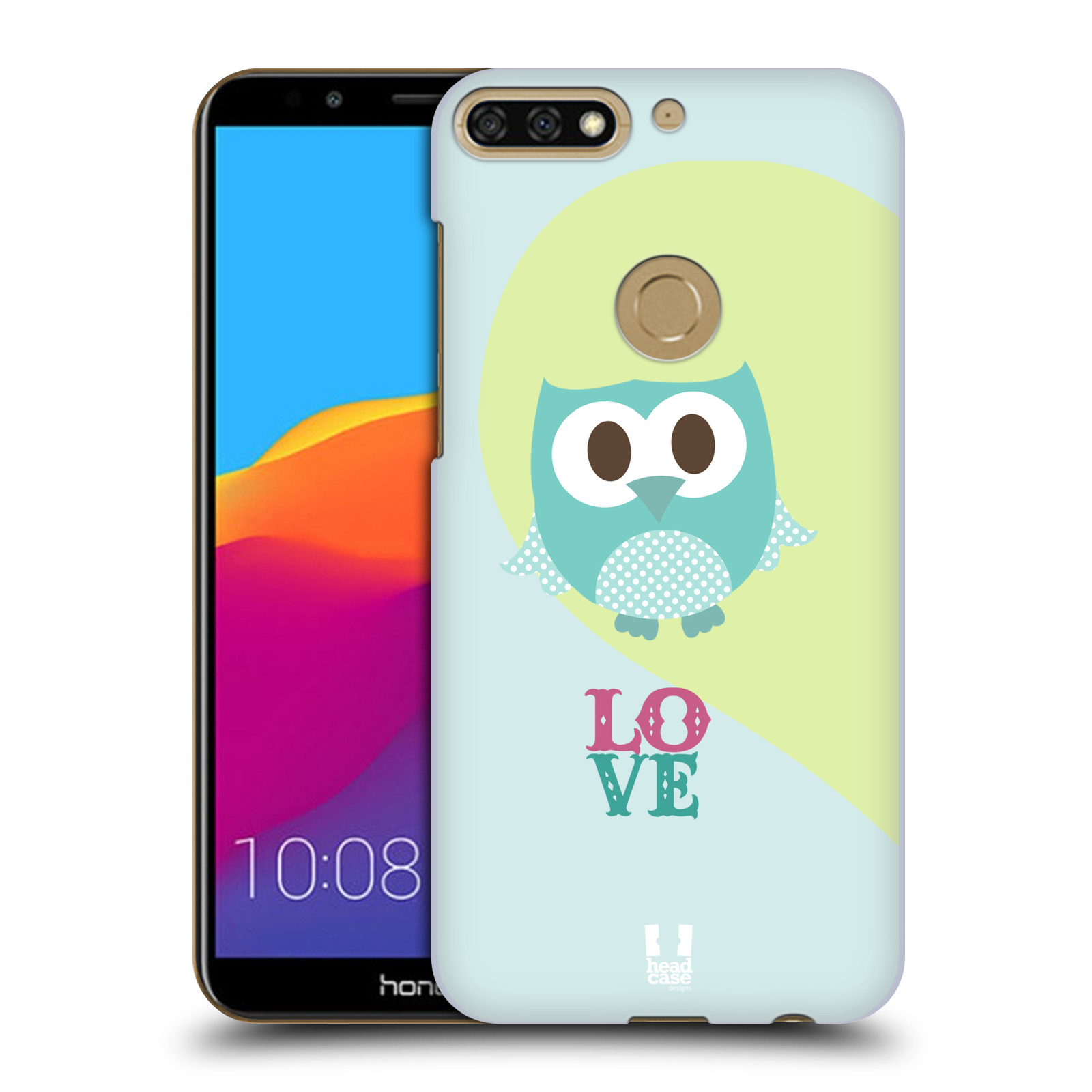 HEAD CASE plastový obal na mobil Honor 7c vzor Roztomilá sovička modrá LOVE/LÁSKA