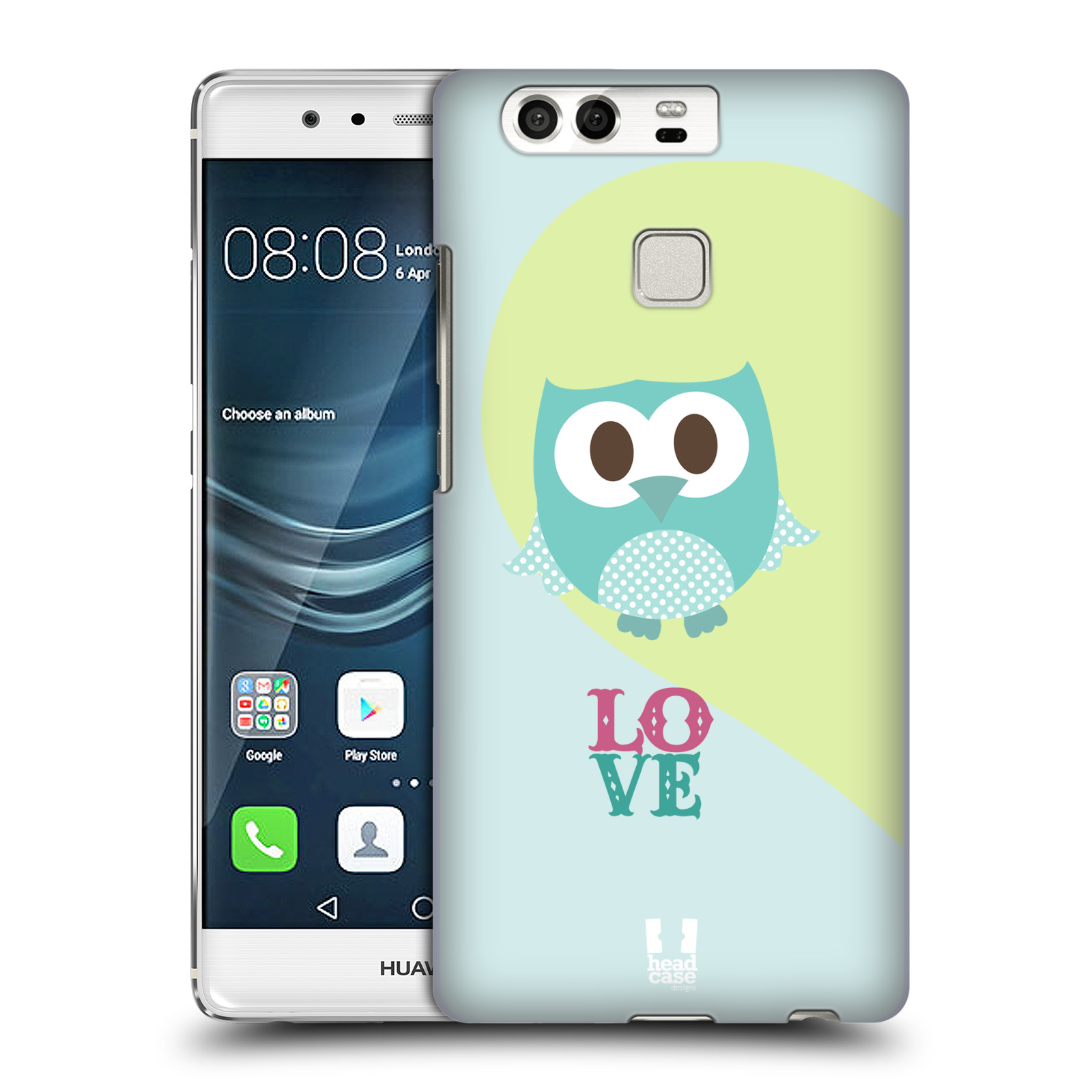 HEAD CASE plastový obal na mobil Huawei P9 / P9 DUAL SIM vzor Roztomilá sovička modrá LOVE/LÁSKA