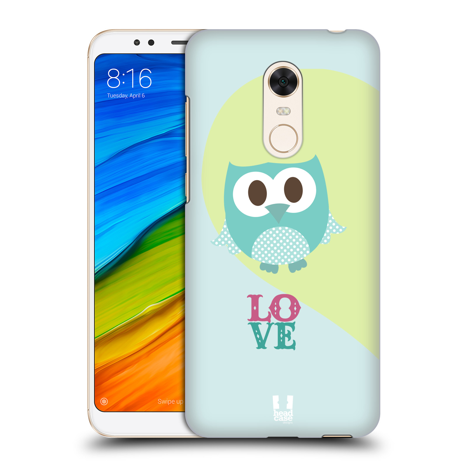 HEAD CASE plastový obal na mobil Xiaomi Redmi 5 PLUS vzor Roztomilá sovička modrá LOVE/LÁSKA