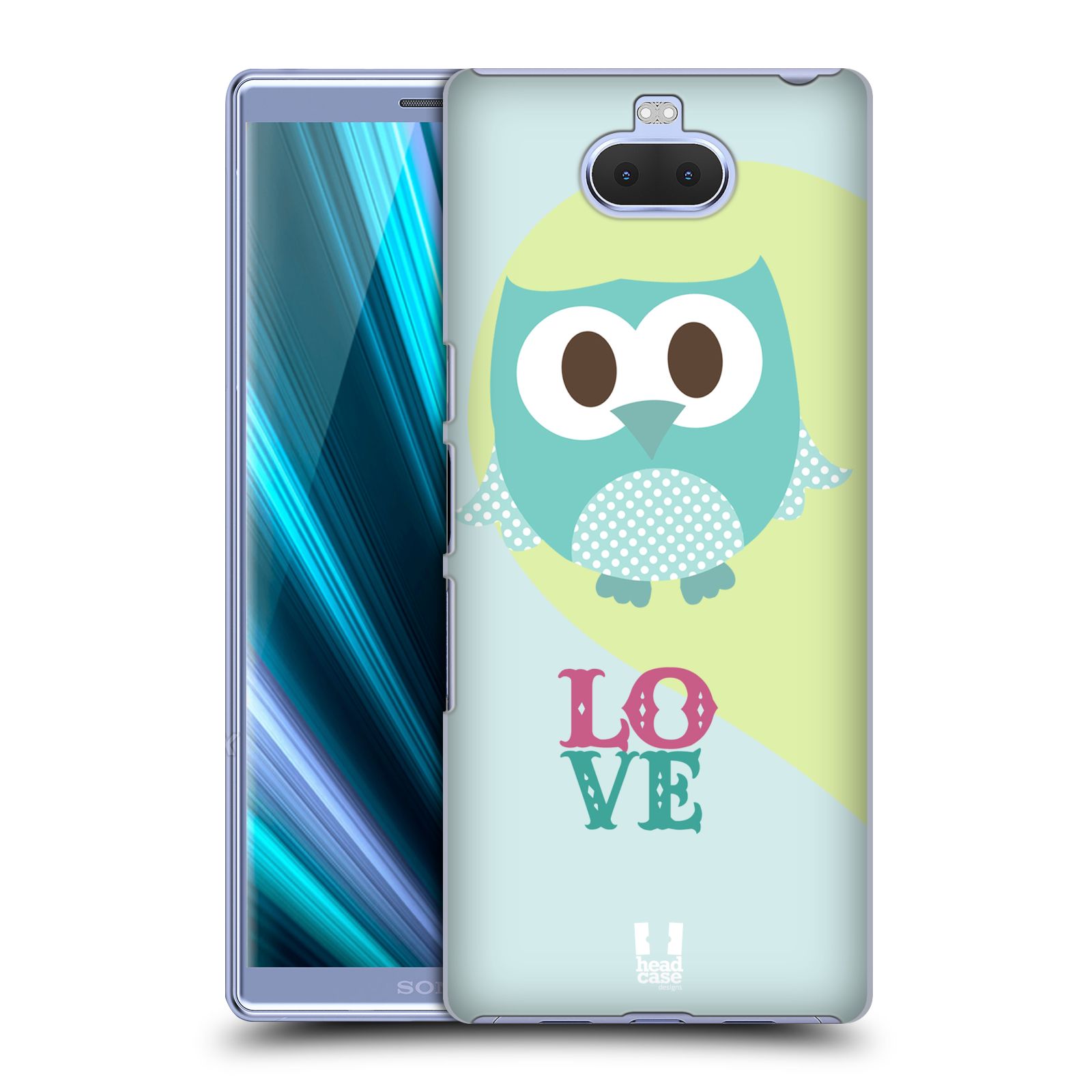 Pouzdro na mobil Sony Xperia 10 - Head Case - vzor Roztomilá sovička modrá LOVE/LÁSKA