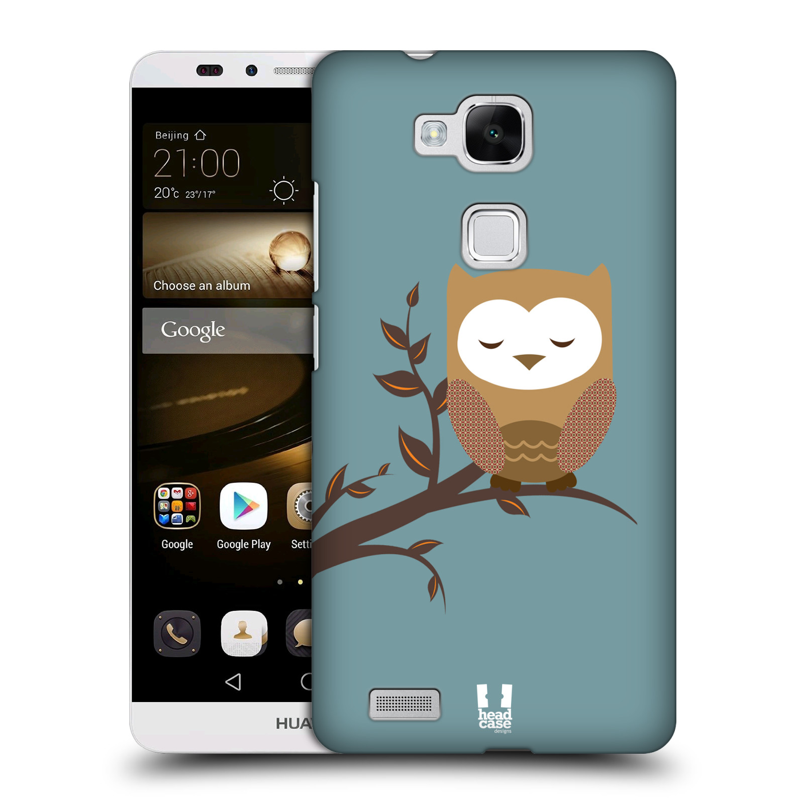 HEAD CASE plastový obal na mobil Huawei Mate 7 vzor Roztomilá sovička spící sovička na větvi
