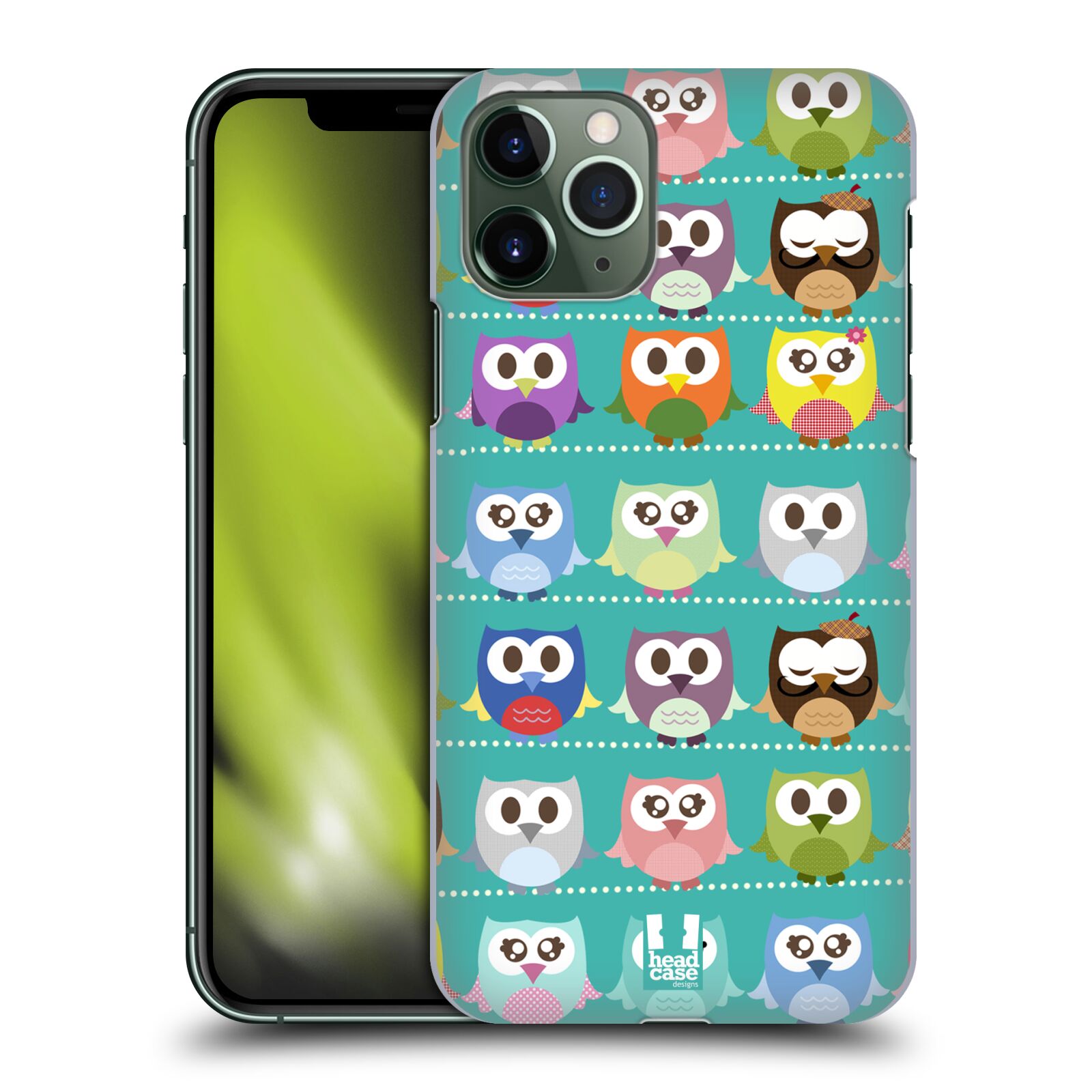 Pouzdro na mobil Apple Iphone 11 PRO - HEAD CASE - vzor Roztomilá sovička zelené sovičky