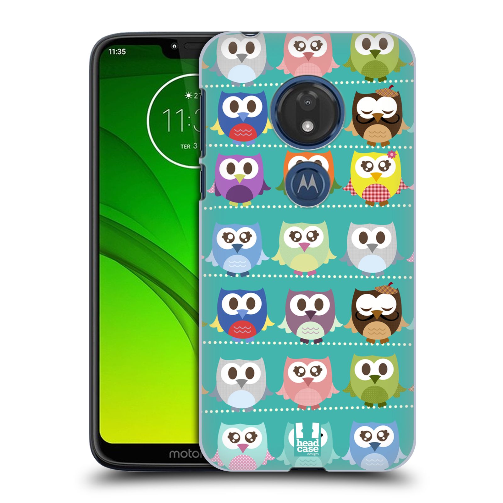 Pouzdro na mobil Motorola Moto G7 Play vzor Roztomilá sovička zelené sovičky