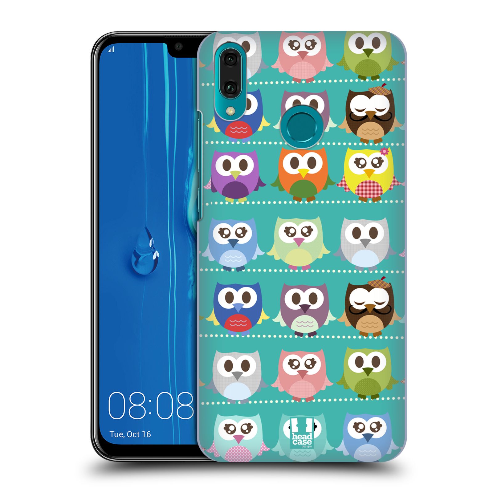 Pouzdro na mobil Huawei Y9 2019 - HEAD CASE - vzor Roztomilá sovička zelené sovičky
