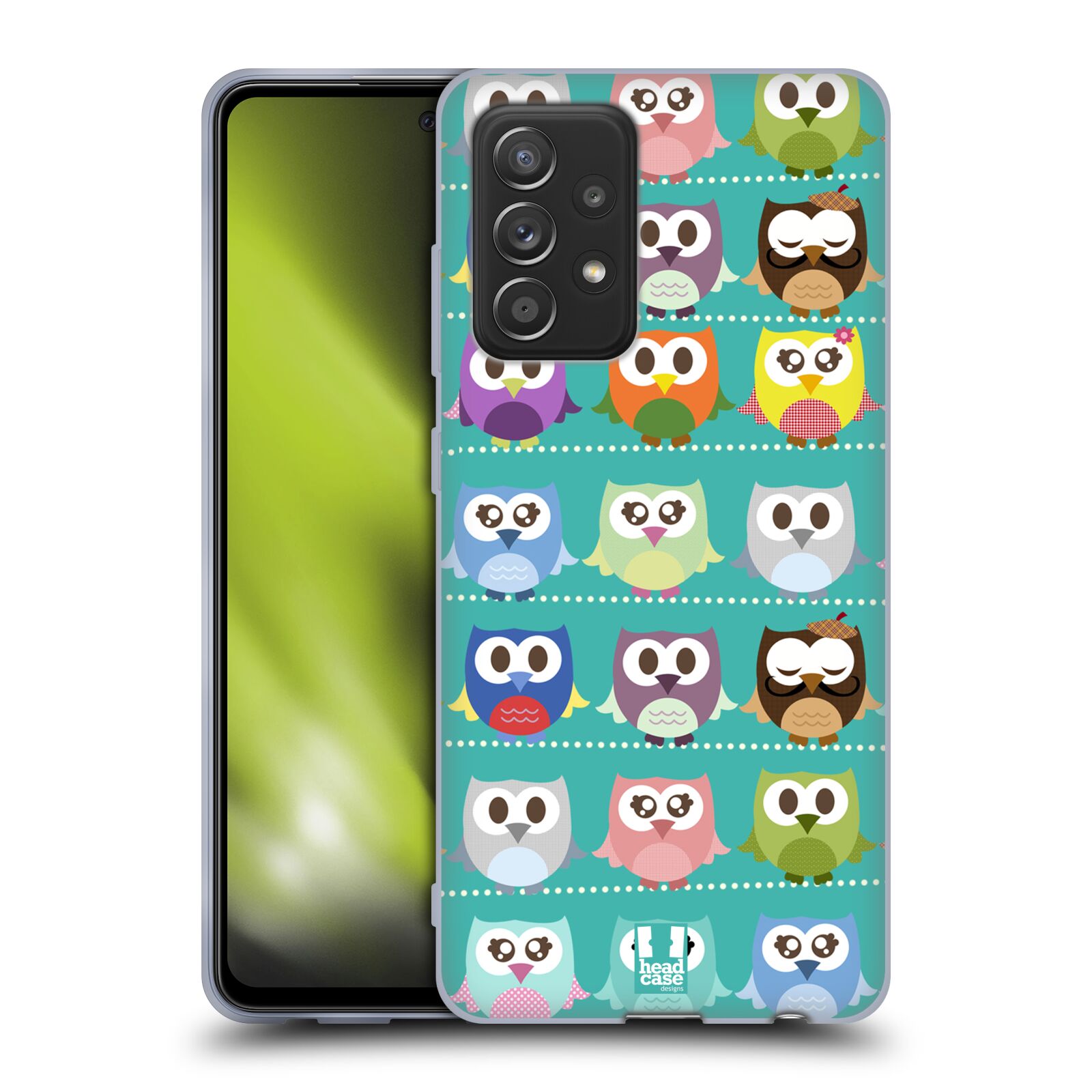 Plastový obal HEAD CASE na mobil Samsung Galaxy A52 / A52 5G / A52s 5G vzor Roztomilá sovička zelené sovičky