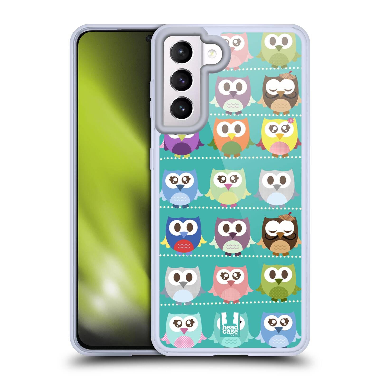 Plastový obal HEAD CASE na mobil Samsung Galaxy S21 5G vzor Roztomilá sovička zelené sovičky