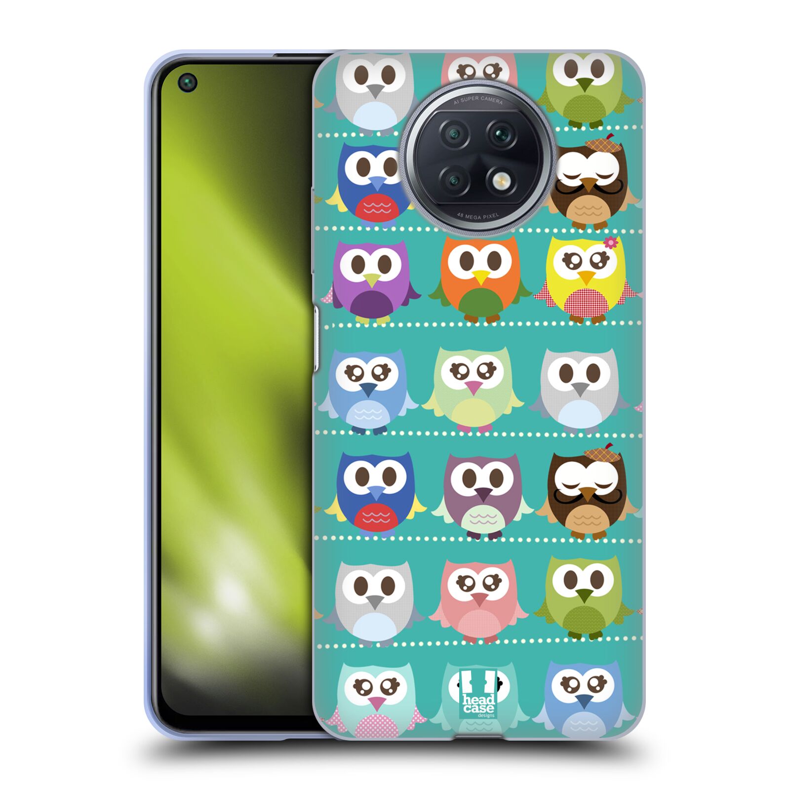 Plastový obal HEAD CASE na mobil Xiaomi Redmi Note 9T vzor Roztomilá sovička zelené sovičky
